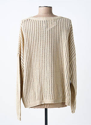 Pull maille ajourée manches longues beige ÉTYMOLOGIE femme
