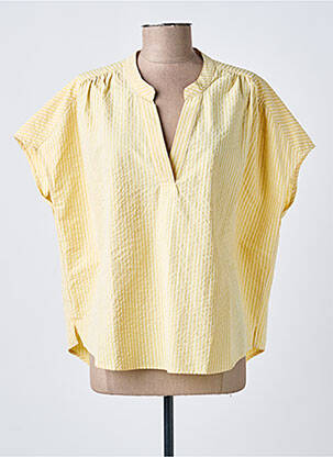 Blouse col v manches courtes jaune DEELUXE femme