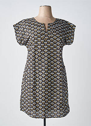 Robe courte manches courtes manches courtes noir COTON DU MONDE femme