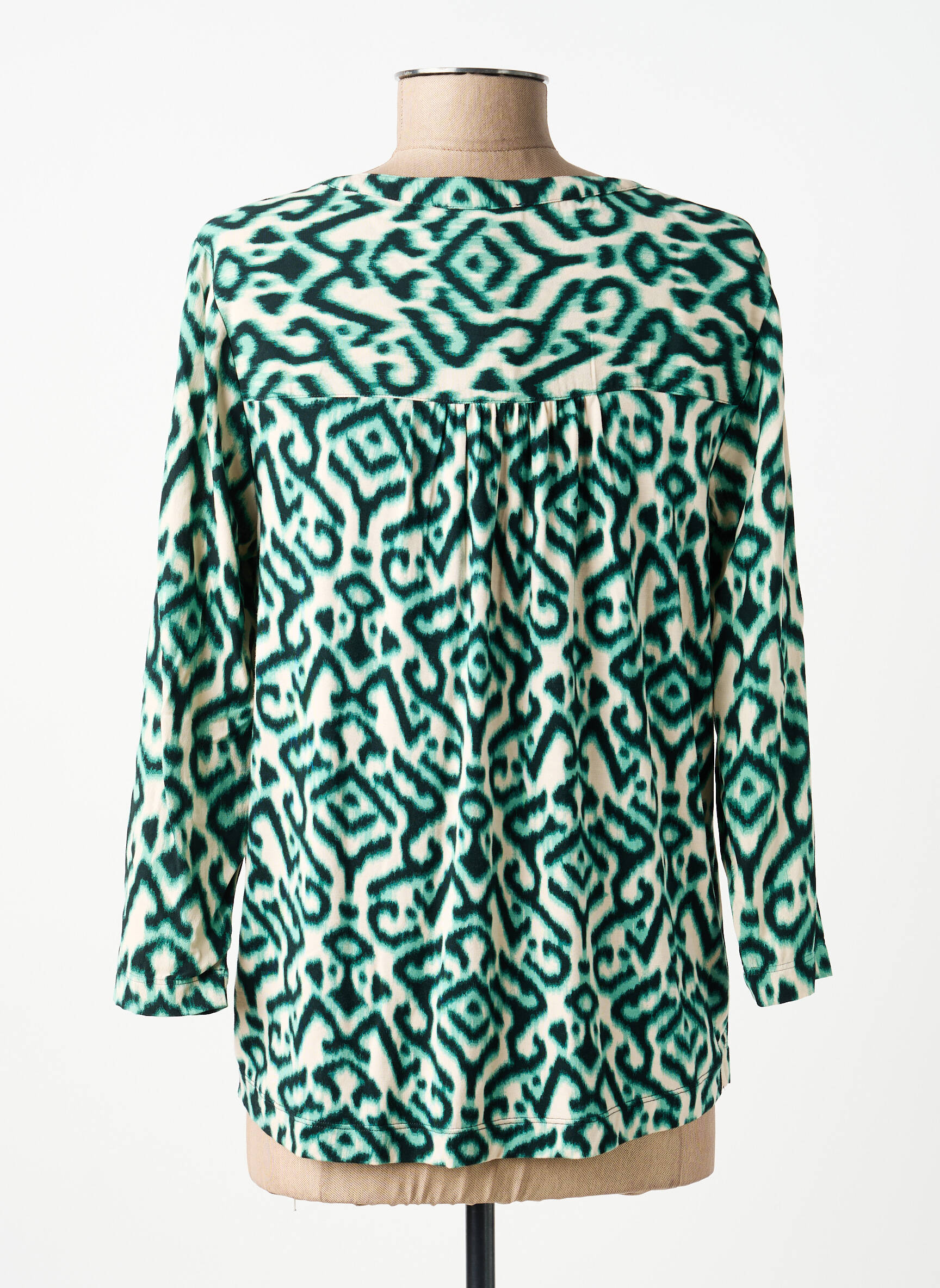Blouse tissage popeline manches 3/4 vert STREET ONE femme