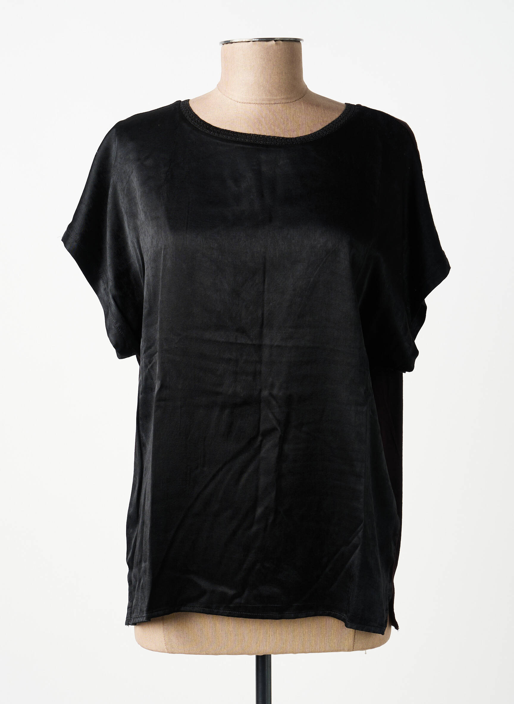 Top stretch manches courtes noir GARCIA femme