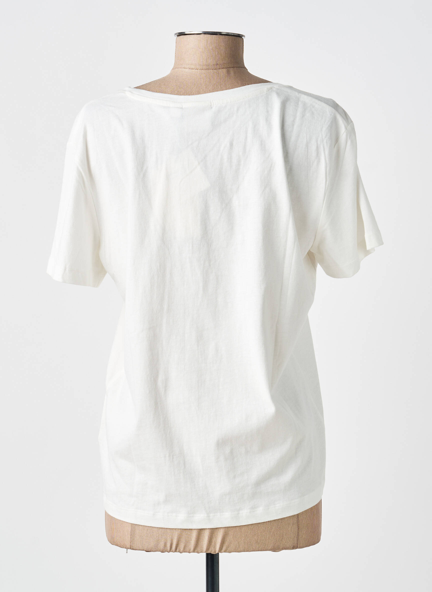 T-shirt imprimé fantaisie manches courtes beige ICHI femme