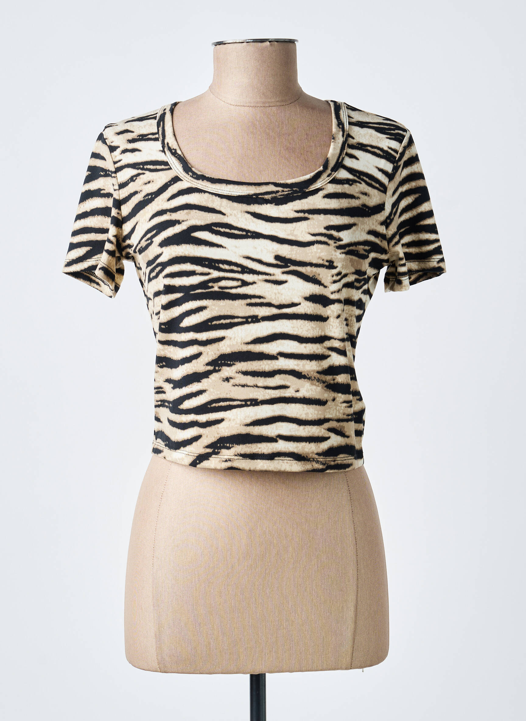 T-shirt stretch manches courtes beige JCL femme
