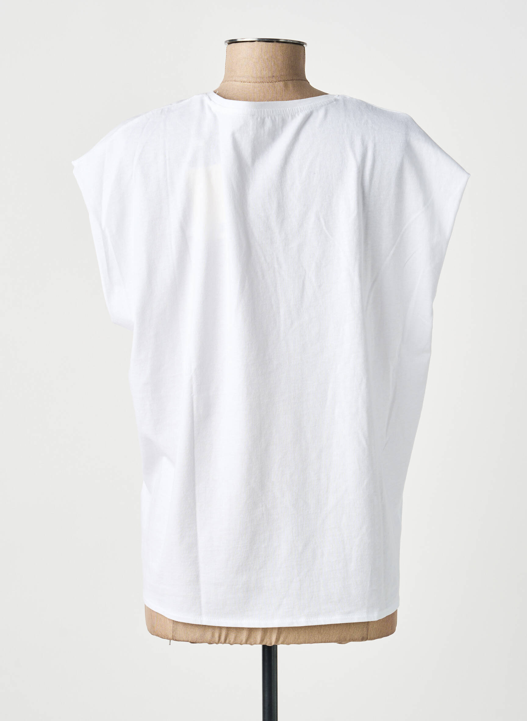 T-shirt col v manches courtes blanc C'EST BEAU LA VIE femme
