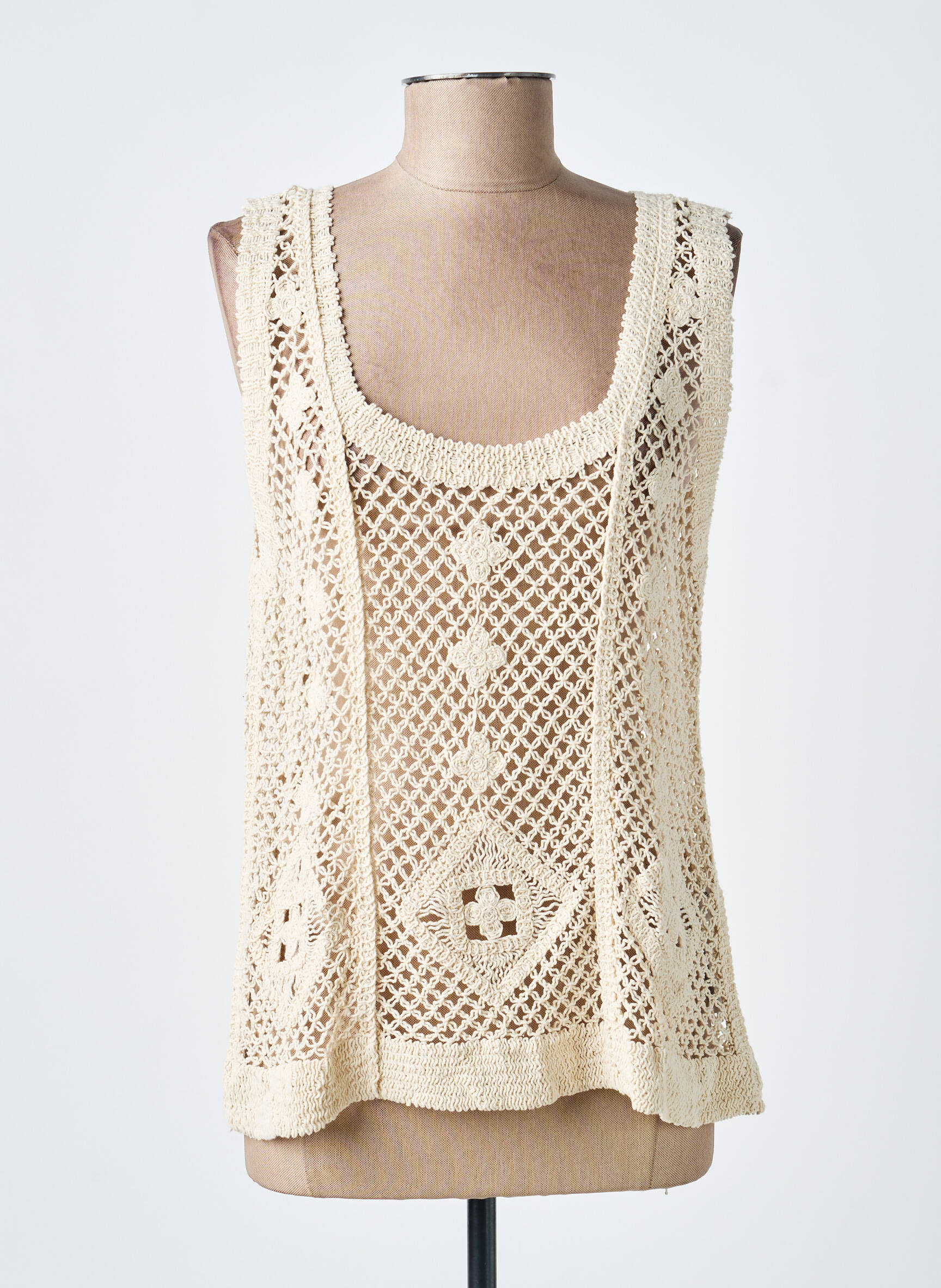 Top col carré sans manche beige BROADWAY femme