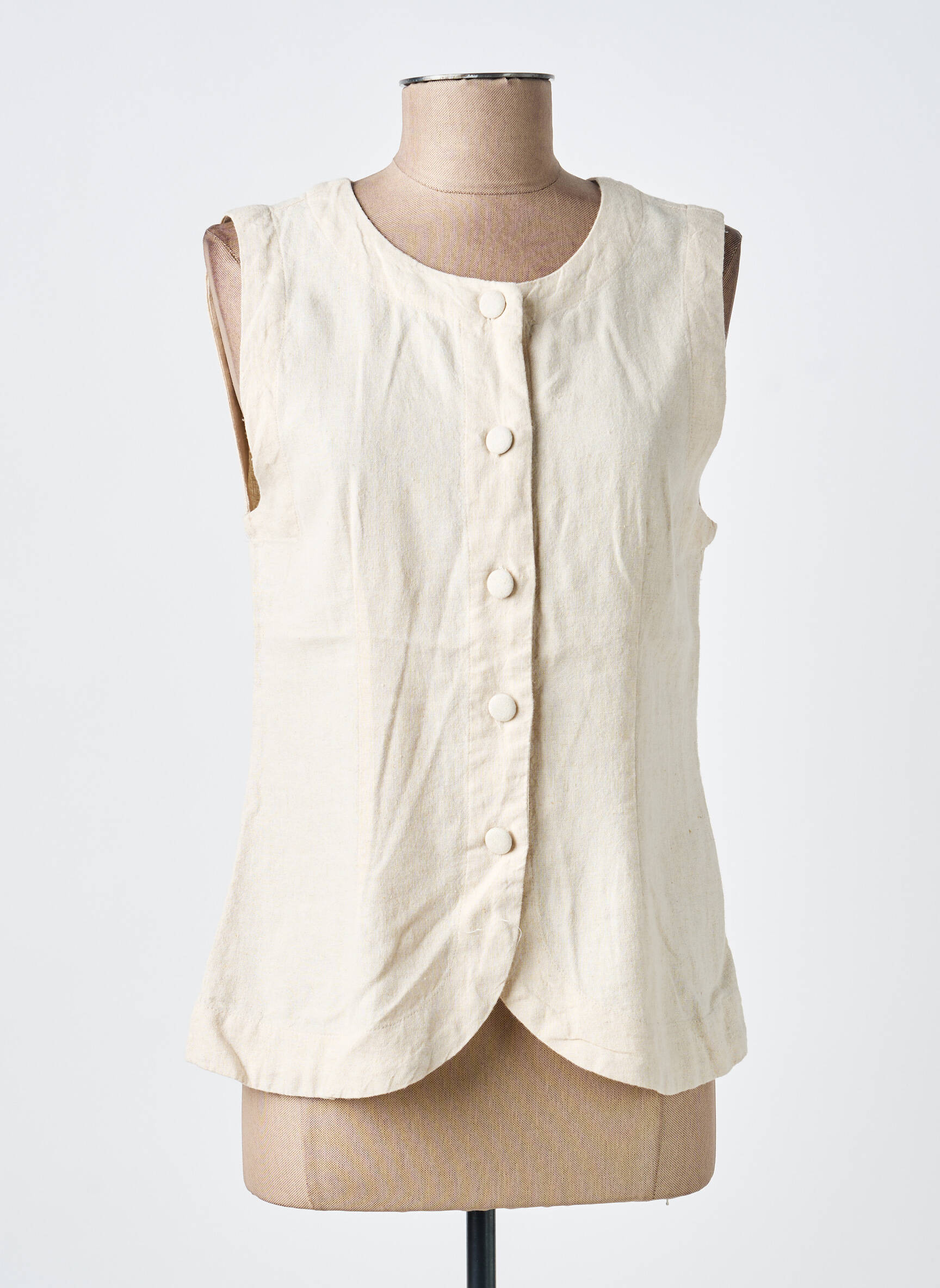 Gilet sans manche coupe cintrée beige ICHI femme