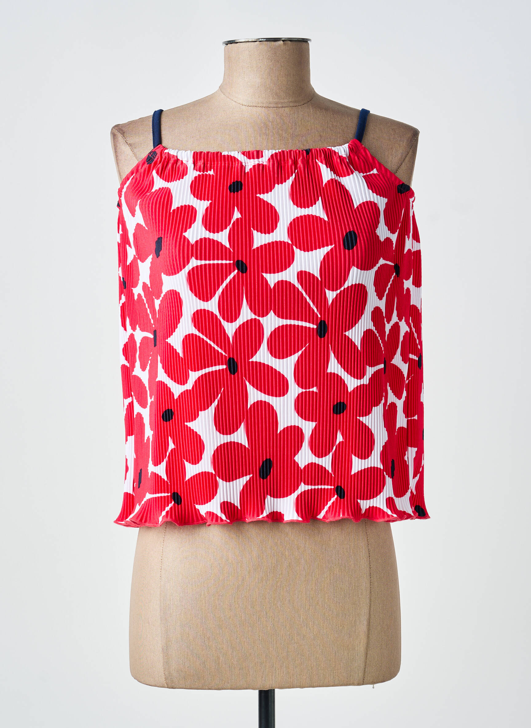 Top col carré fines bretelles rouge BOBOLI fille
