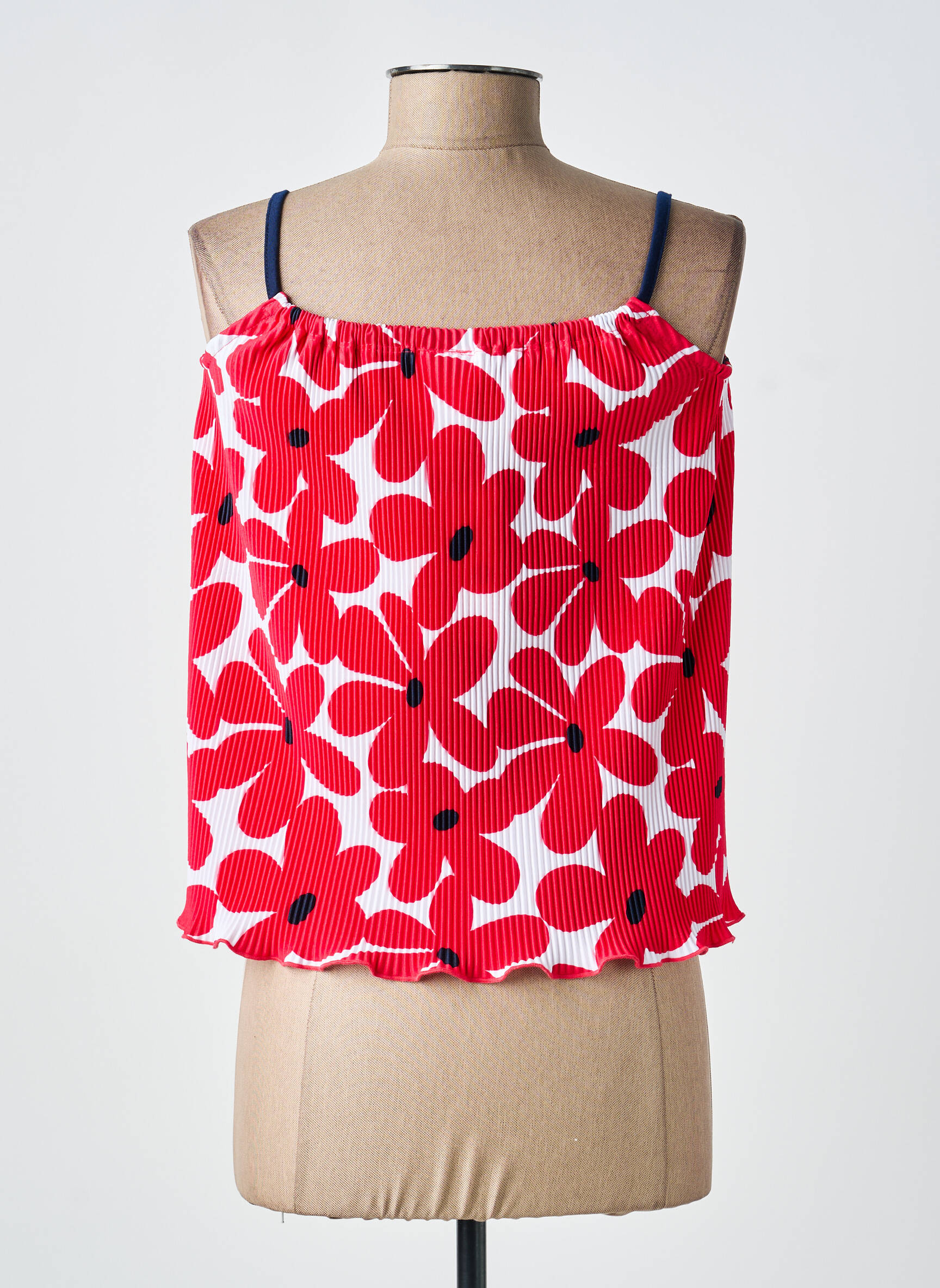 Top col carré fines bretelles rouge BOBOLI fille
