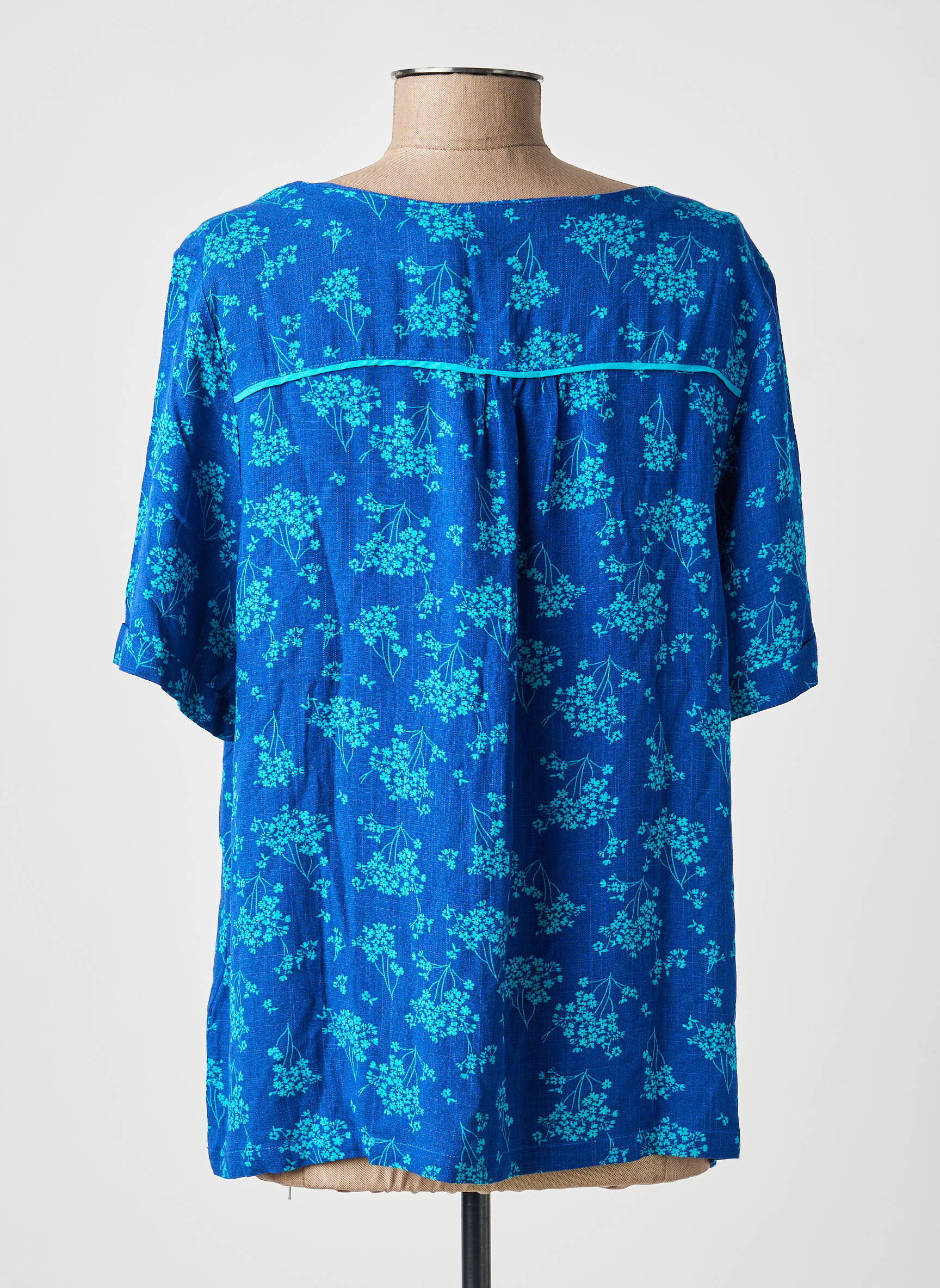 Blouse imprimé fleurs manches courtes bleu ÉTYMOLOGIE femme