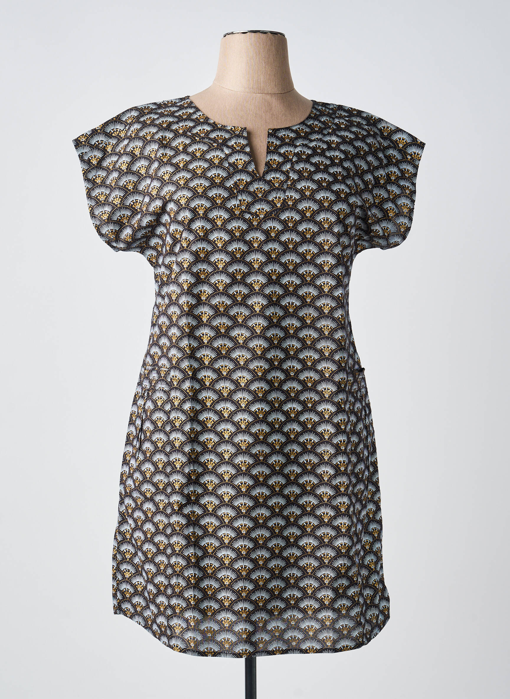 Robe courte manches courtes manches courtes noir COTON DU MONDE femme