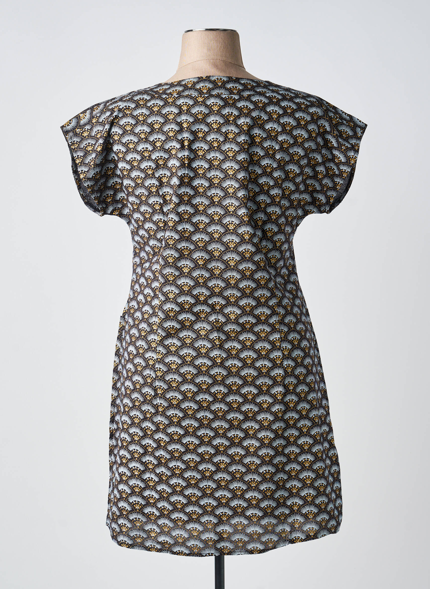Robe courte manches courtes manches courtes noir COTON DU MONDE femme