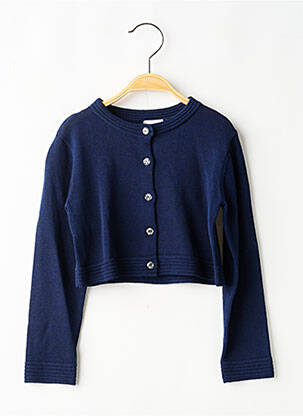 Gilet manches longues col rond bleu BOBOLI fille