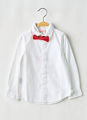 Chemise manches longues tissage popeline blanc BOBOLI garçon