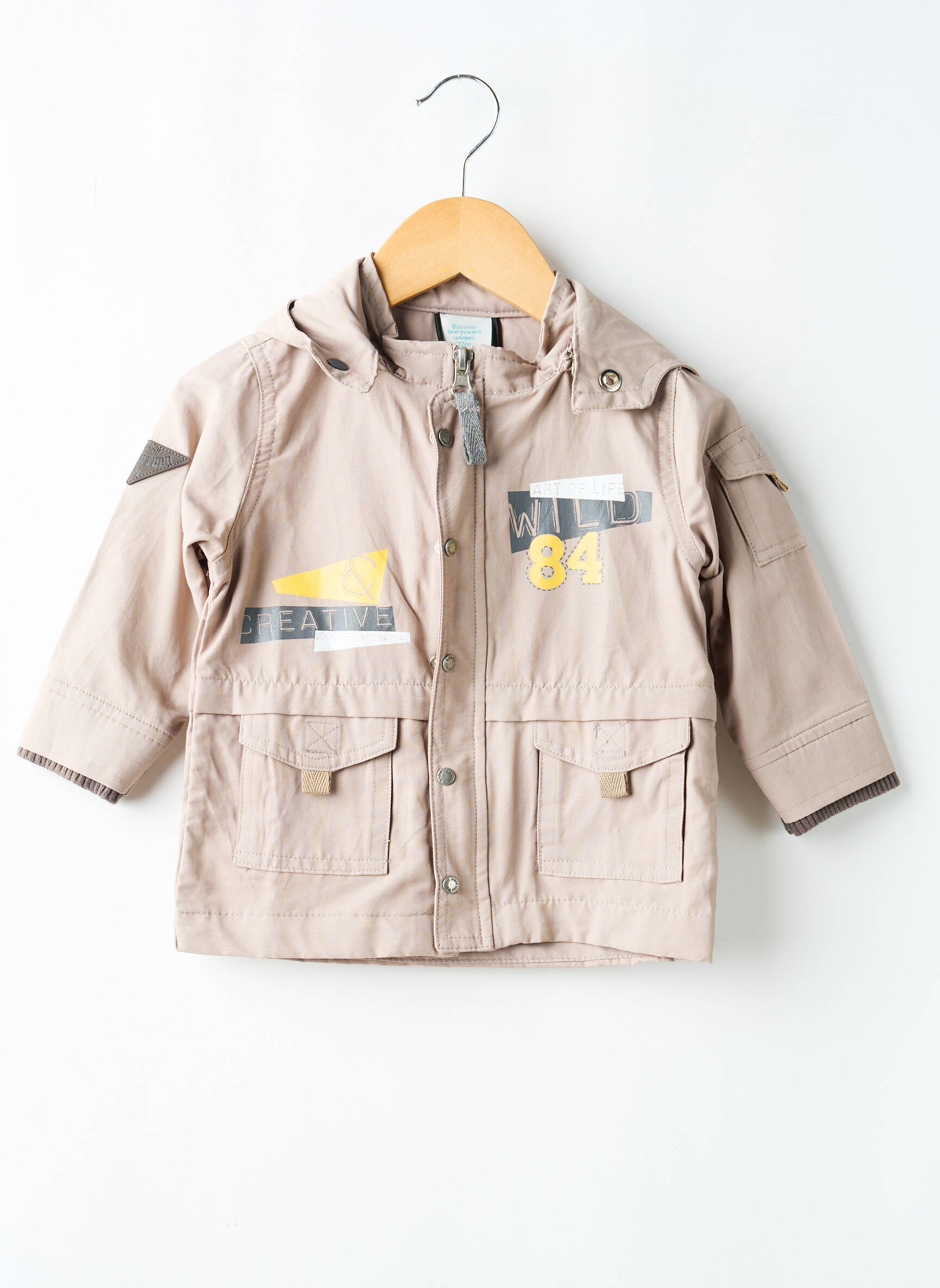 Parka coupe droite a capuche beige BOBOLI garçon