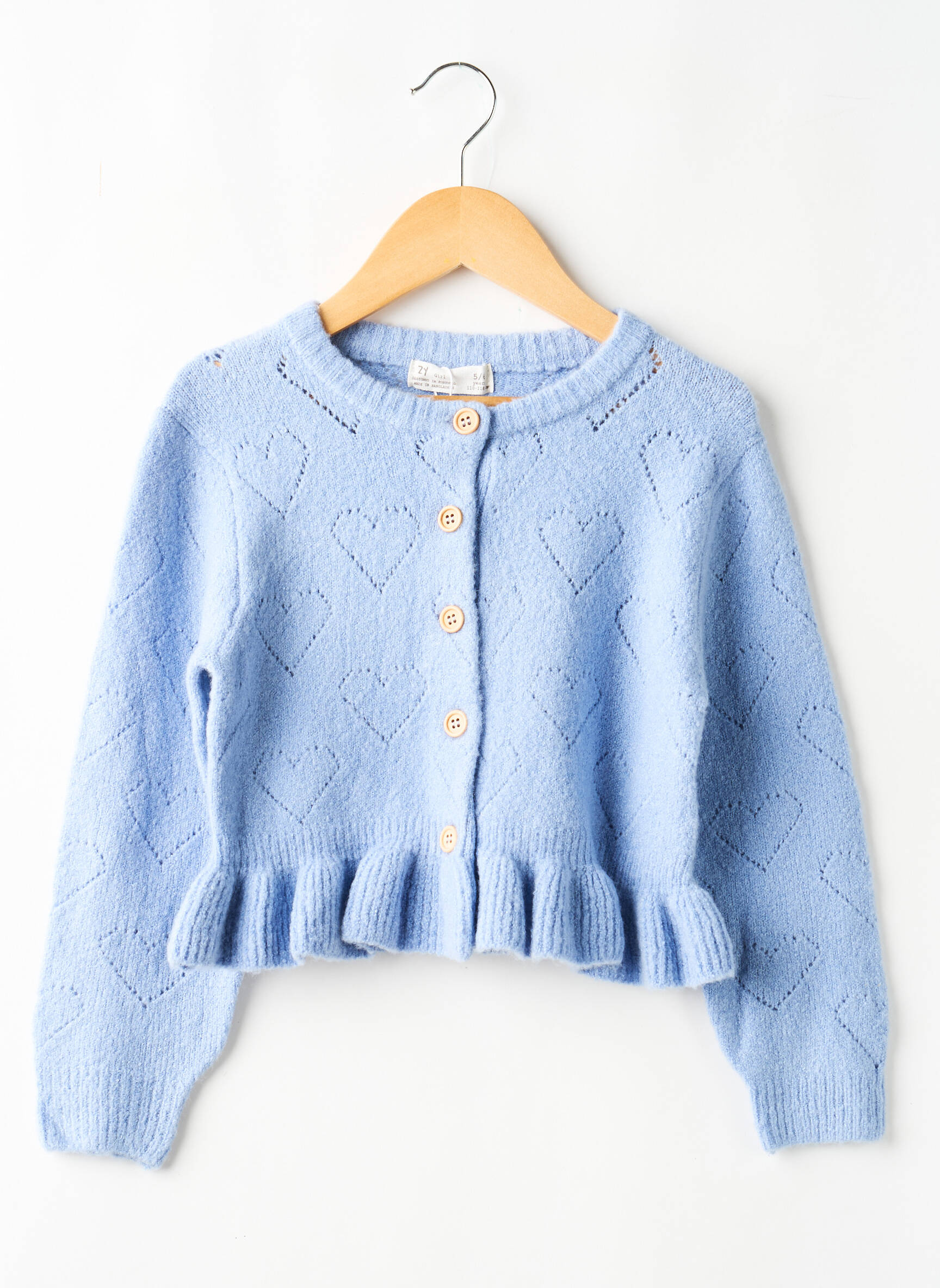 Gilet manches longues resserrée sur le bas bleu ZY fille