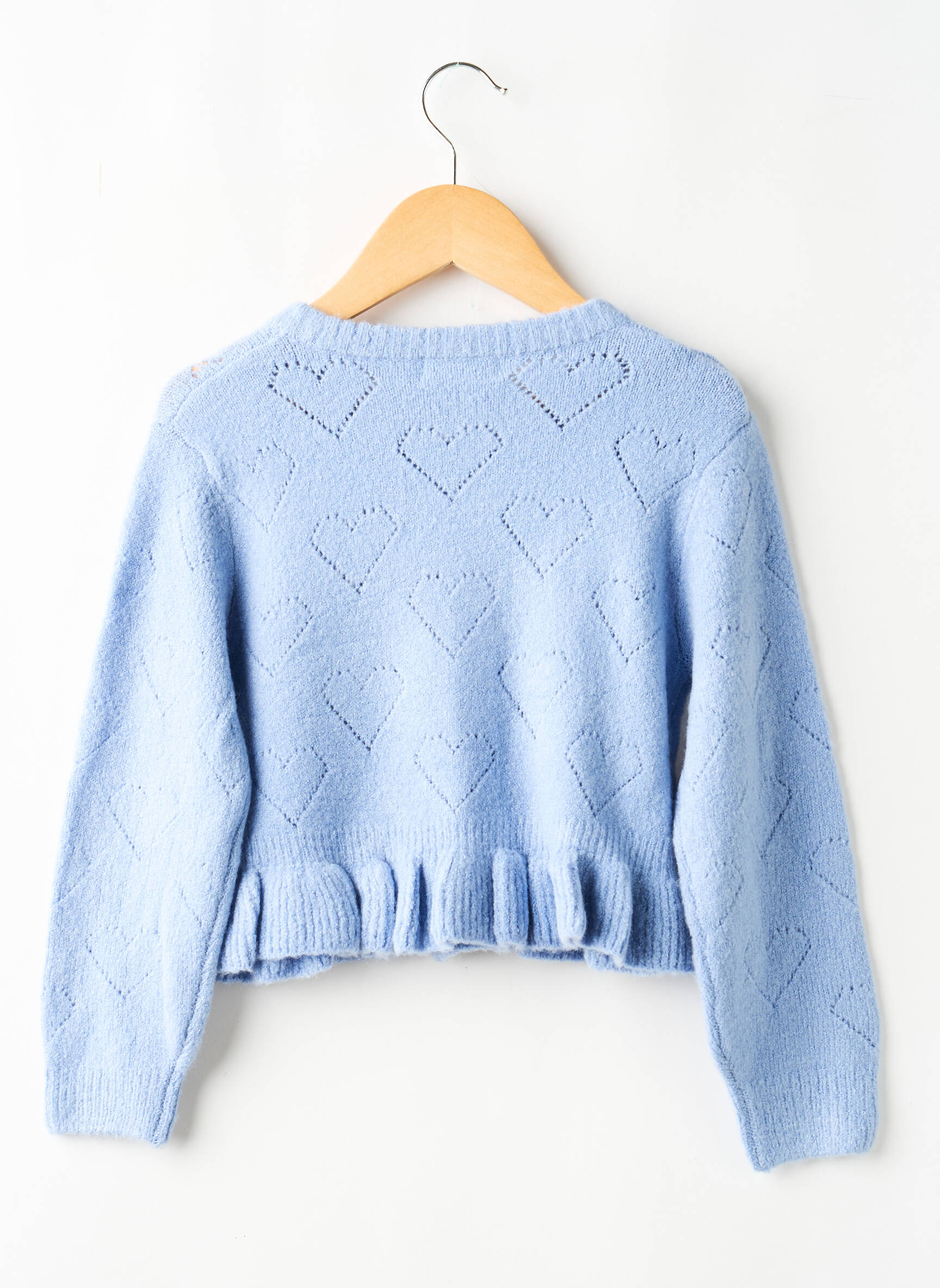 Gilet manches longues resserrée sur le bas bleu ZY fille