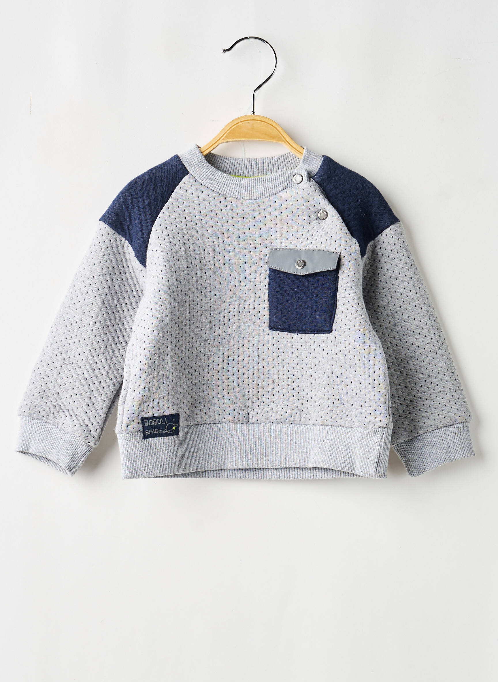 Sweat-shirt stretch manches longues gris BOBOLI garçon
