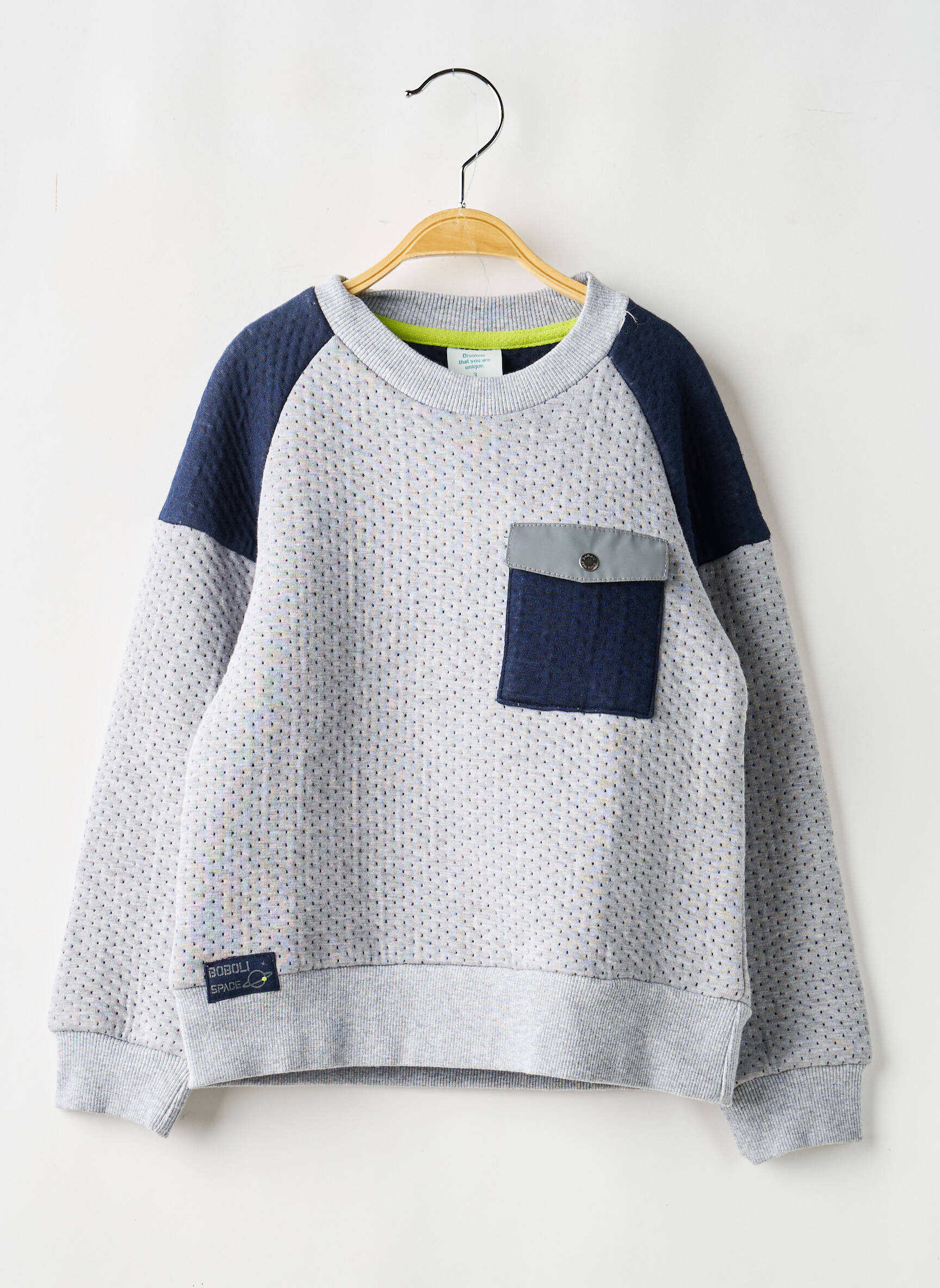 Sweat-shirt stretch manches longues gris BOBOLI garçon
