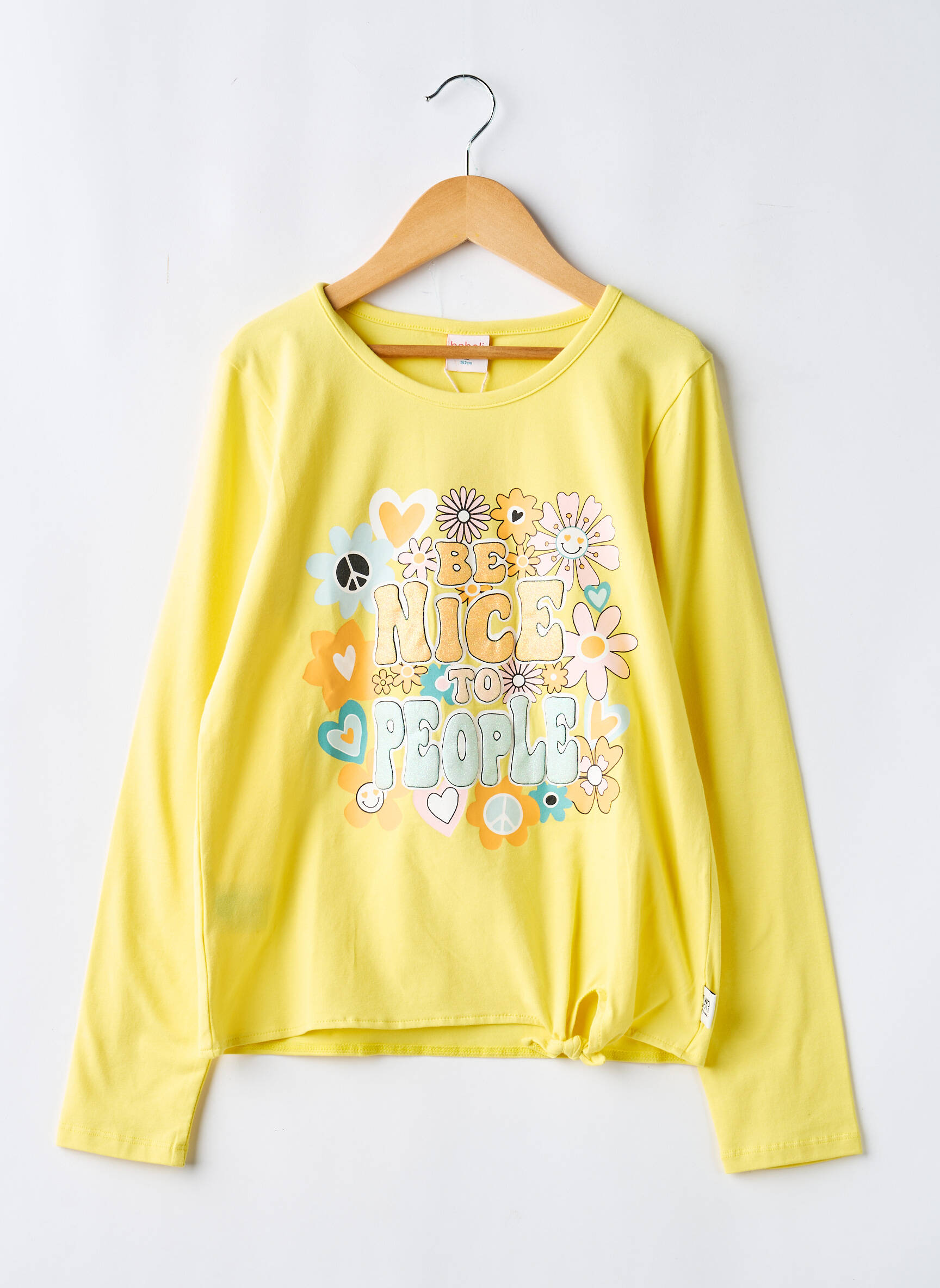T-shirt coupe cintrée manches longues jaune BOBOLI fille