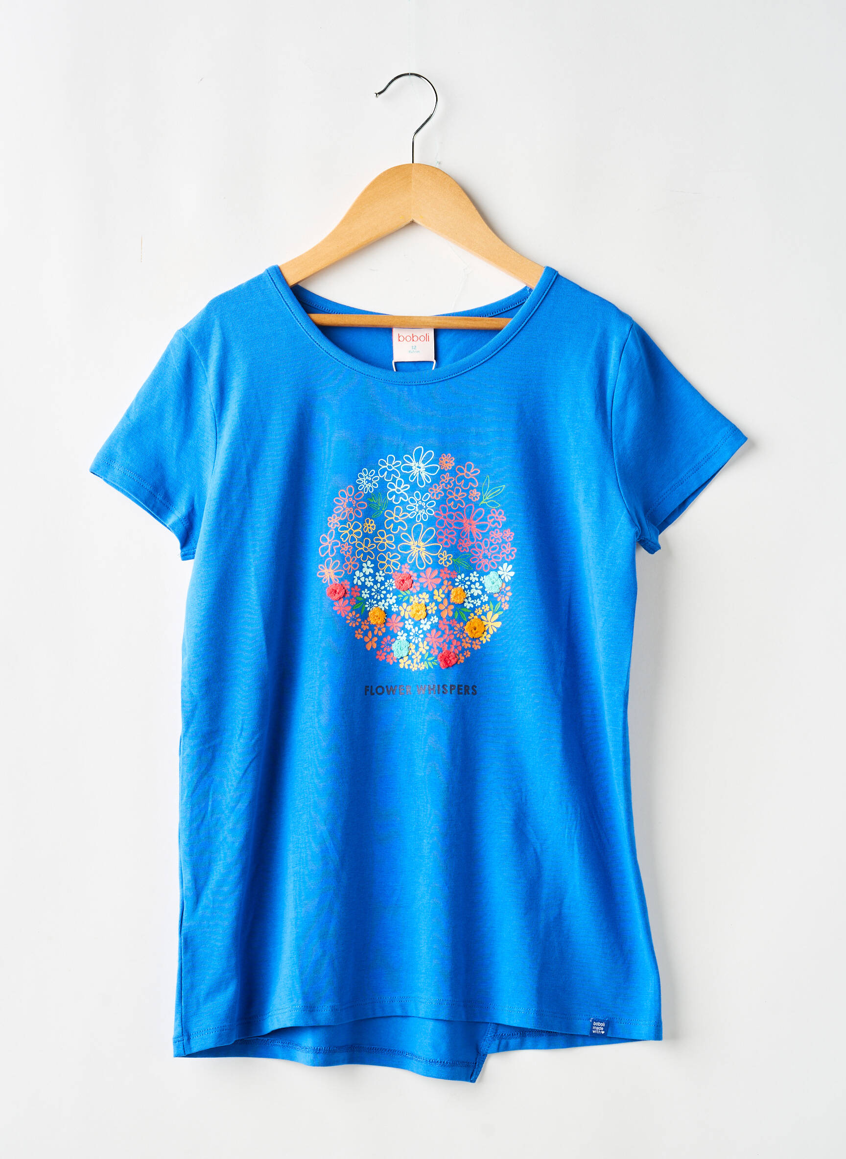 T-shirt stretch manches courtes bleu BOBOLI fille