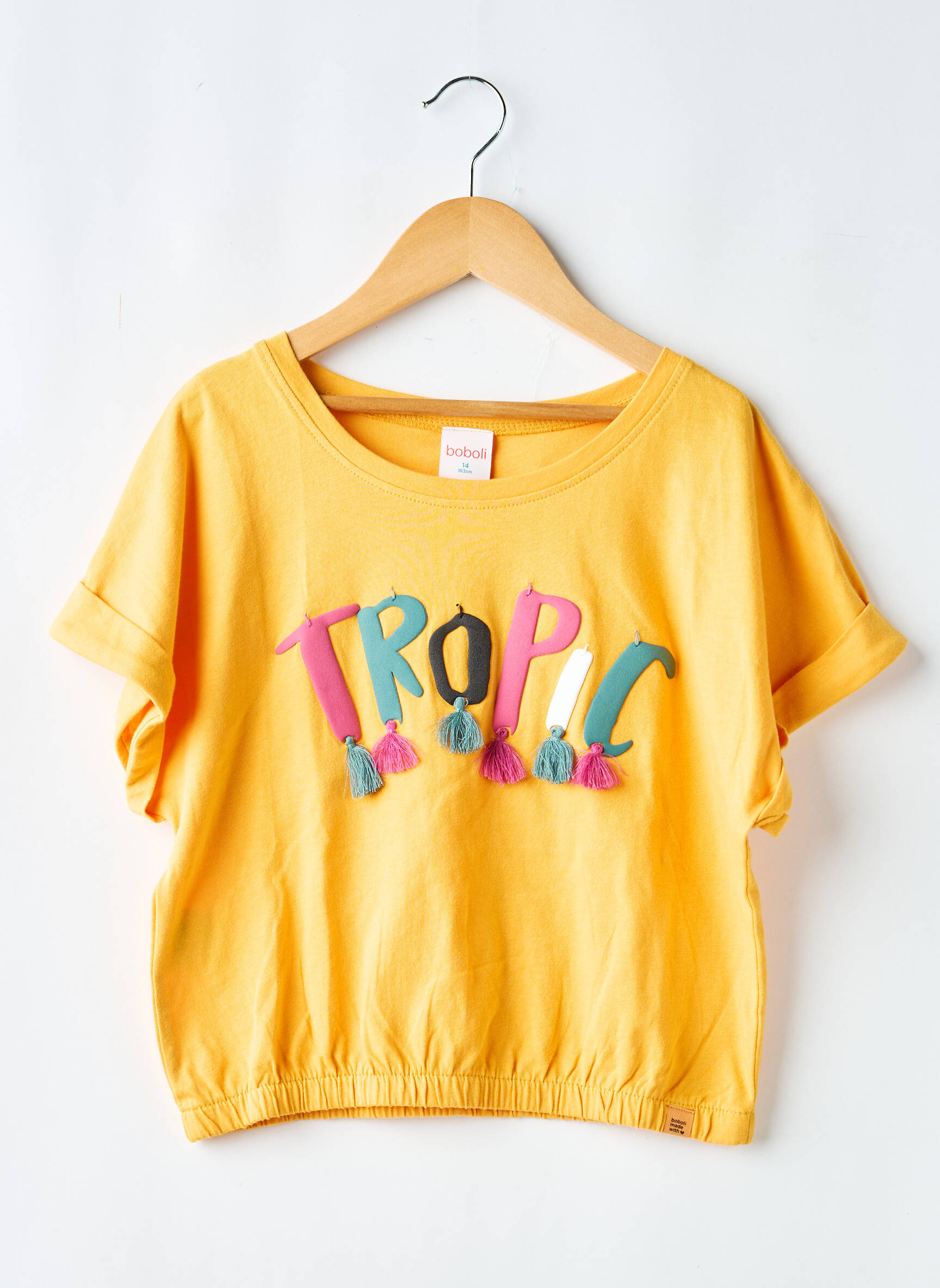 T-shirt stretch manches courtes orange BOBOLI fille
