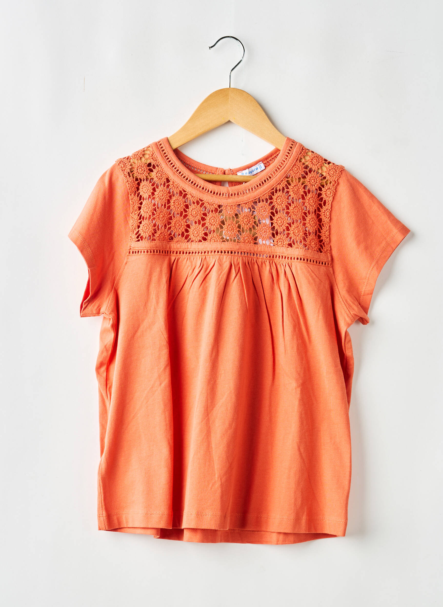 Blouse coupe évasée manches courtes orange MAYORAL fille