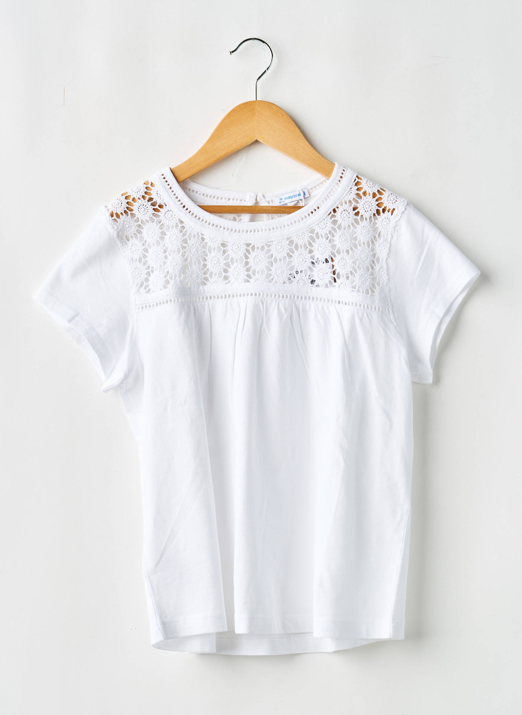 Blouse coupe évasée manches courtes blanc MAYORAL fille
