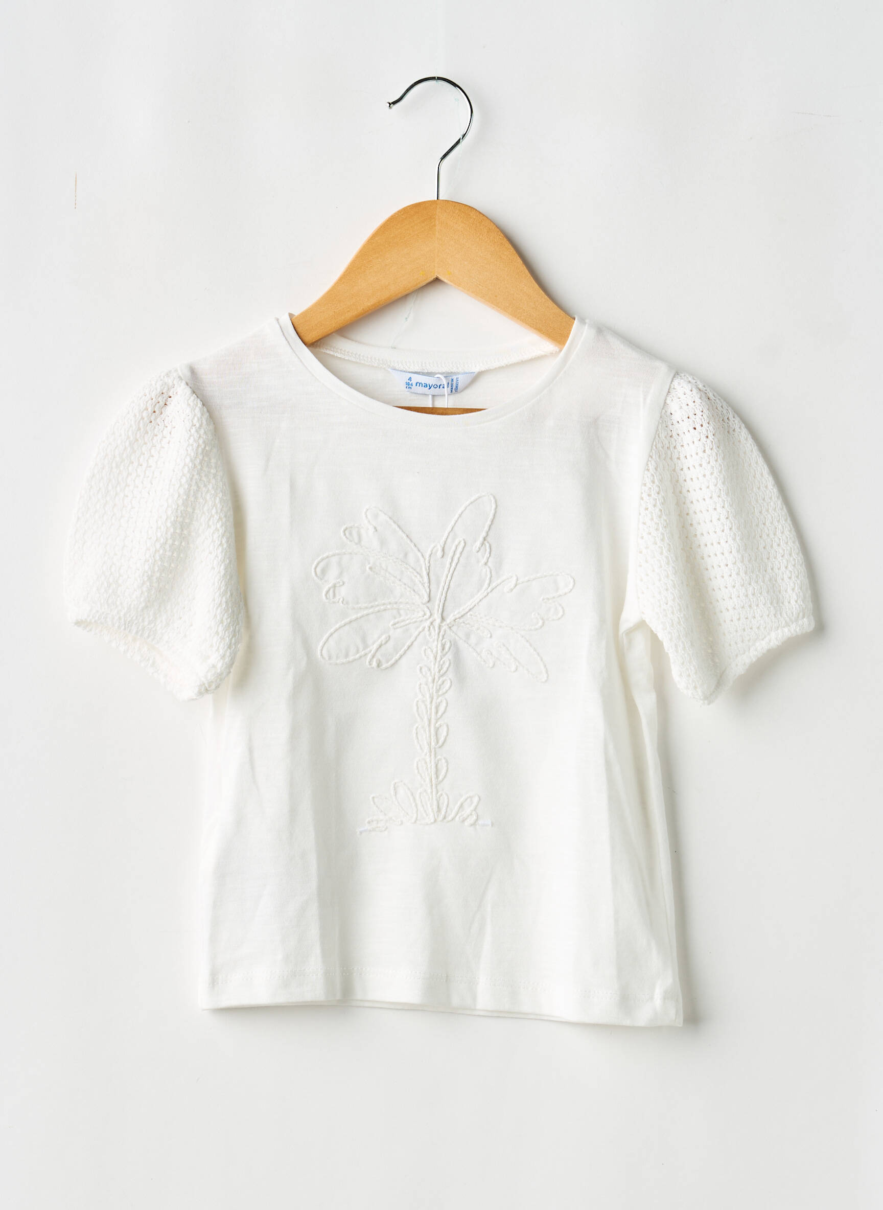 T-shirt stretch manches courtes blanc MAYORAL fille