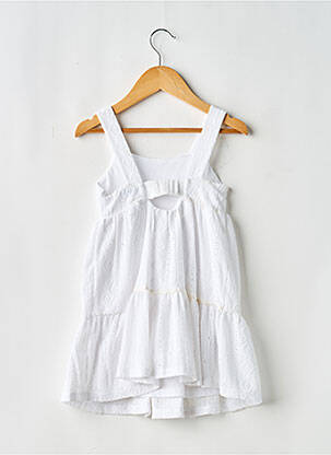 Robe mi-longue col carré fines bretelles blanc MAYORAL fille