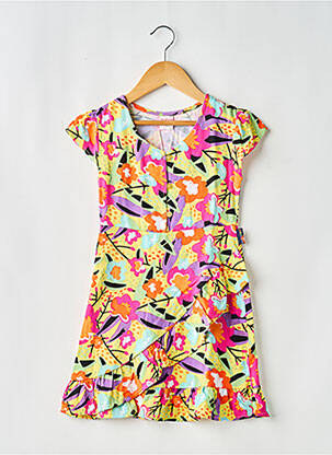 Robe mi-longue manches courtes manches courtes jaune BOBOLI fille