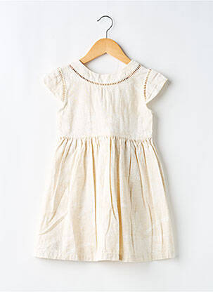 Robe mi-longue fermeture zippée au dos manches courtes beige MAYORAL fille