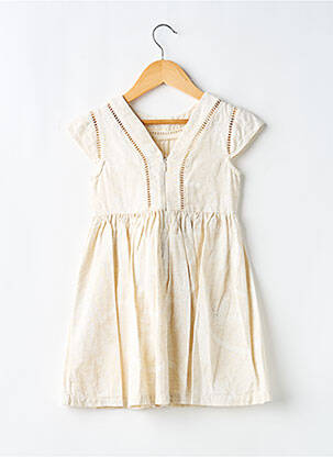 Robe mi-longue fermeture zippée au dos manches courtes beige MAYORAL fille