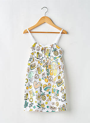 Robe mi-longue sérigraphie fines bretelles blanc BOBOLI fille
