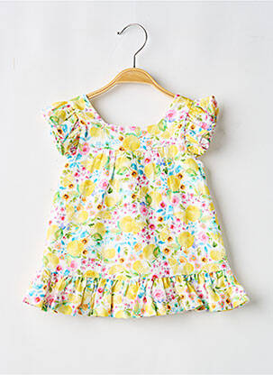 Robe mi-longue col carré manches courtes jaune BABY BOL fille
