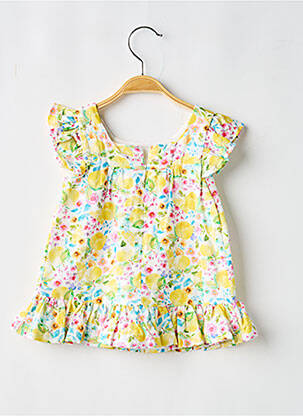 Robe mi-longue col carré manches courtes jaune BABY BOL fille