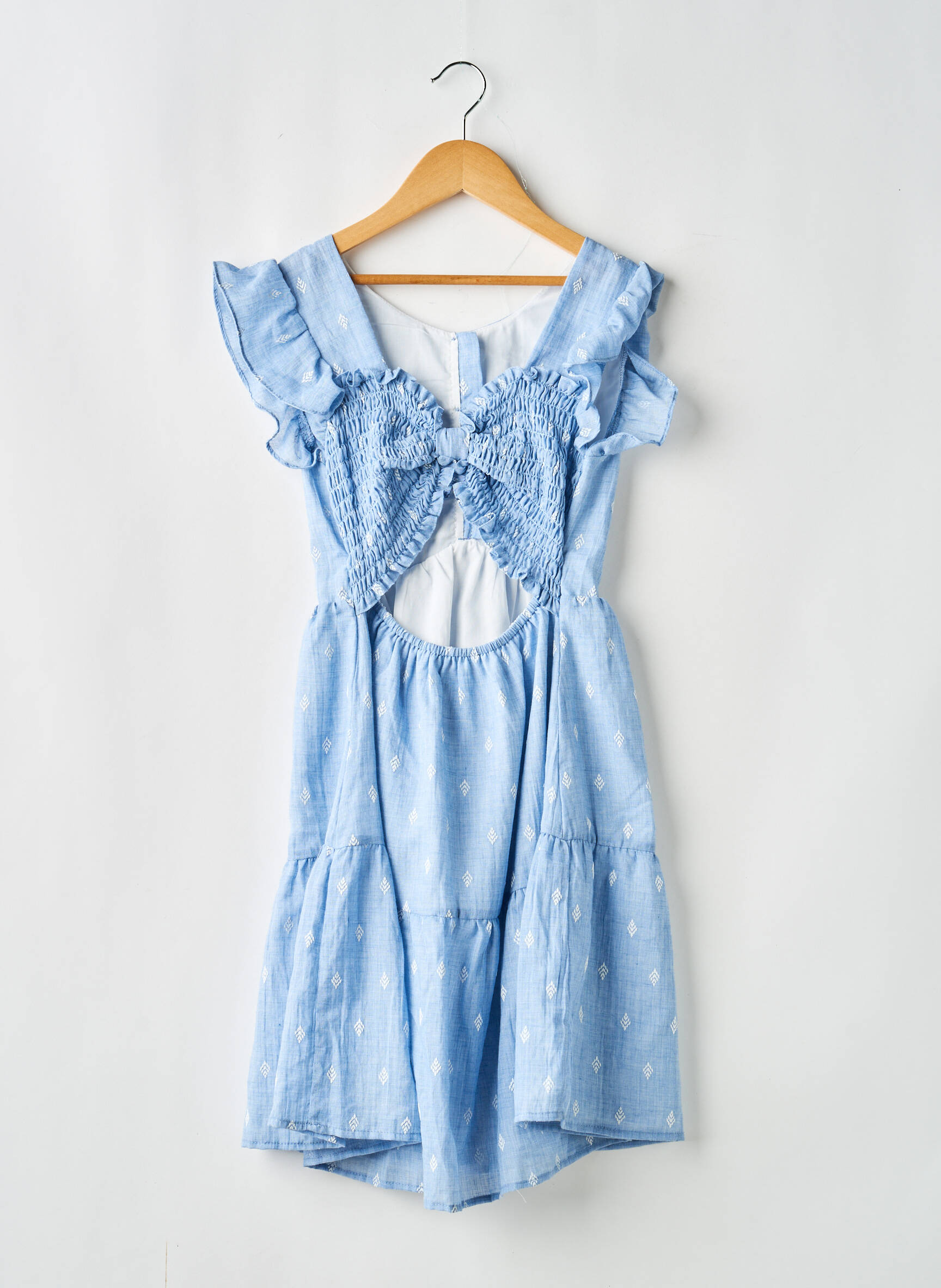 Robe mi-longue doublure manches courtes bleu MAYORAL fille