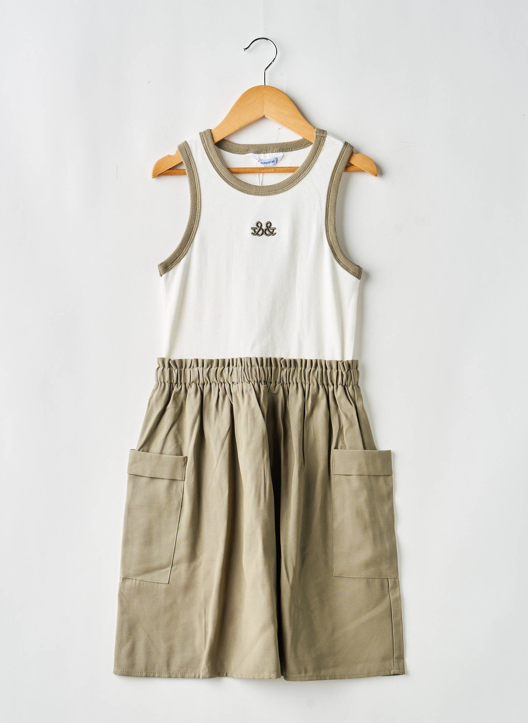 Robe mi-longue col rond sans manche vert MAYORAL fille