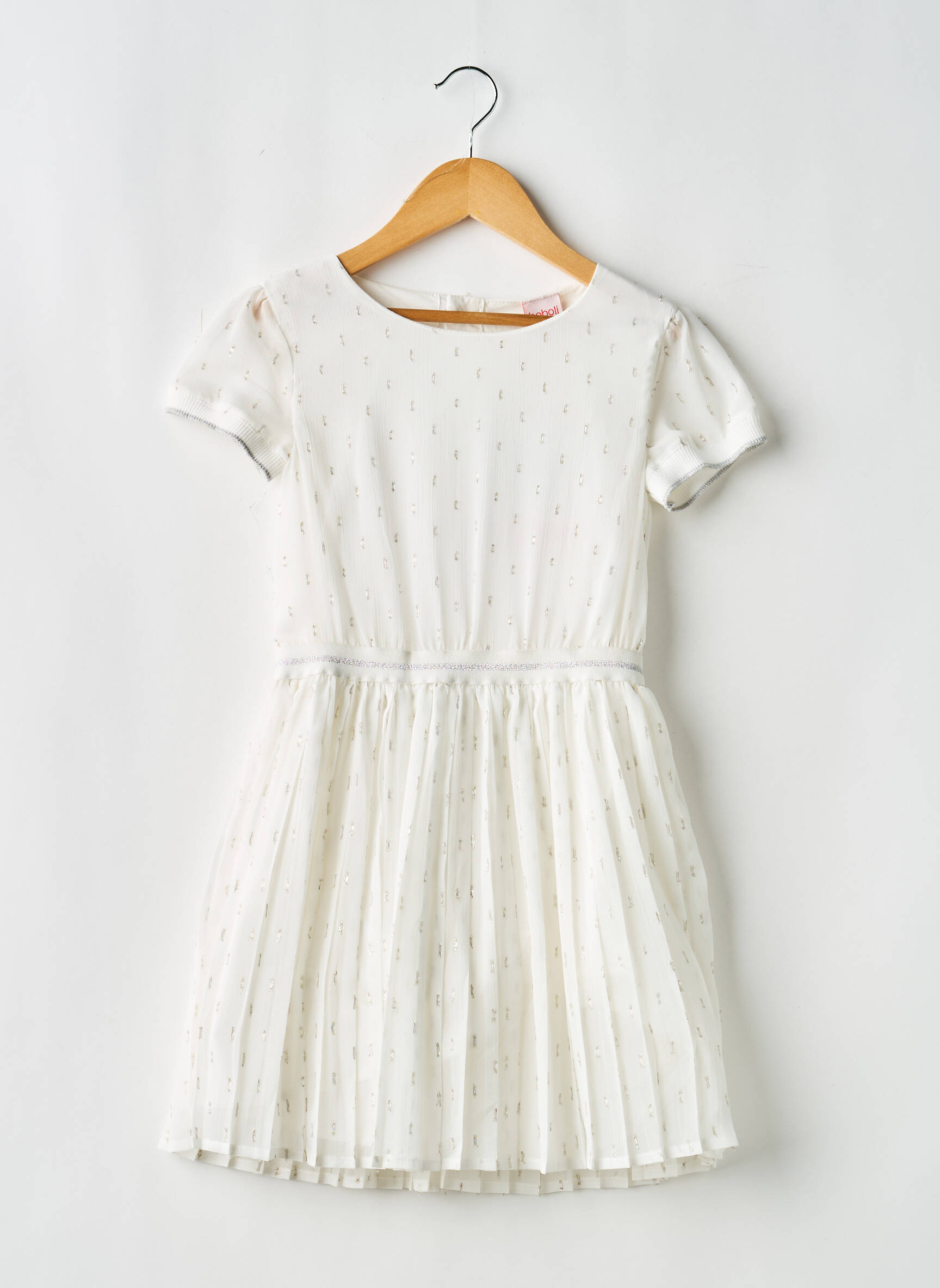 Robe mi-longue doublure manches courtes blanc BOBOLI fille