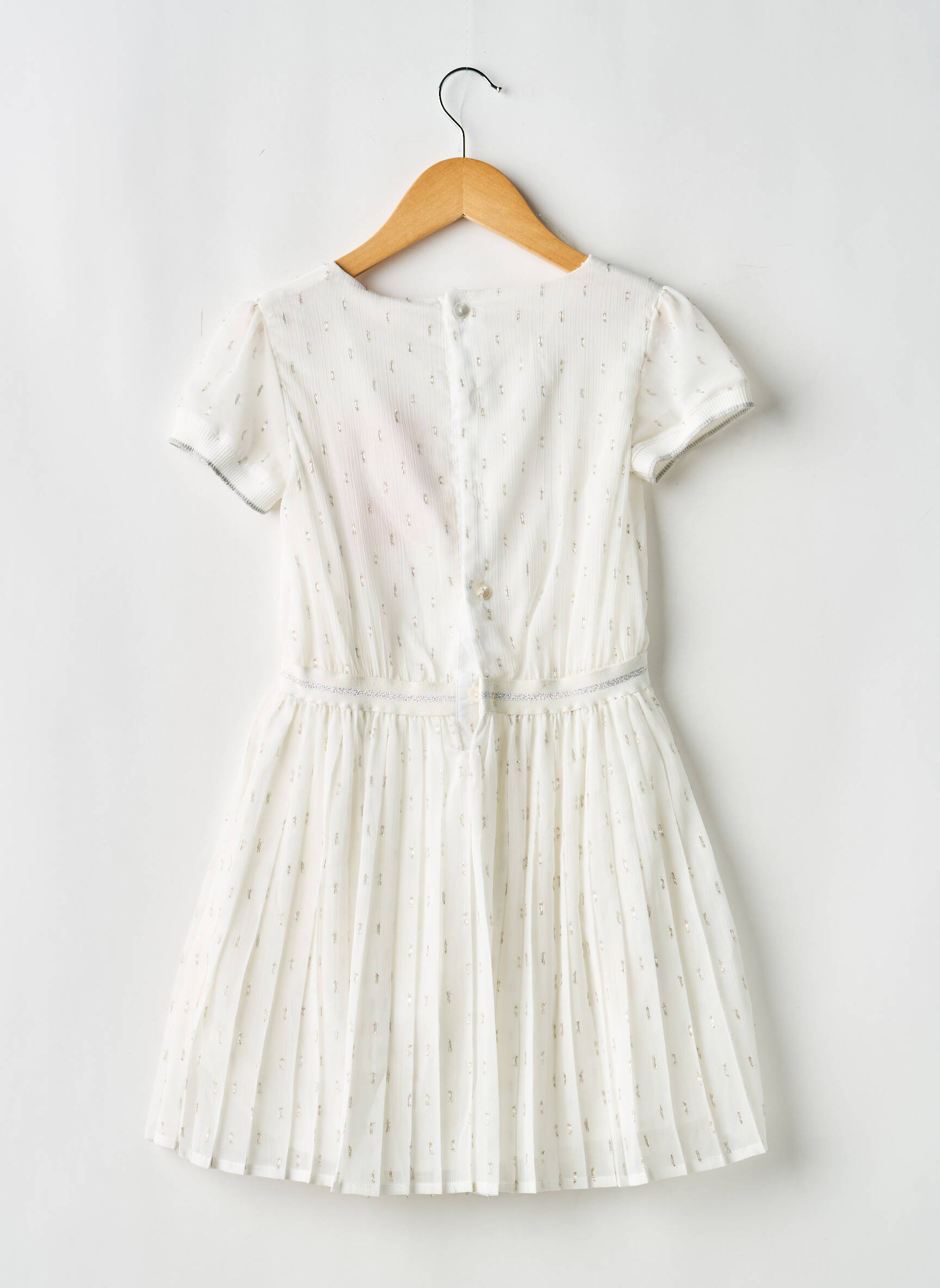 Robe mi-longue doublure manches courtes blanc BOBOLI fille