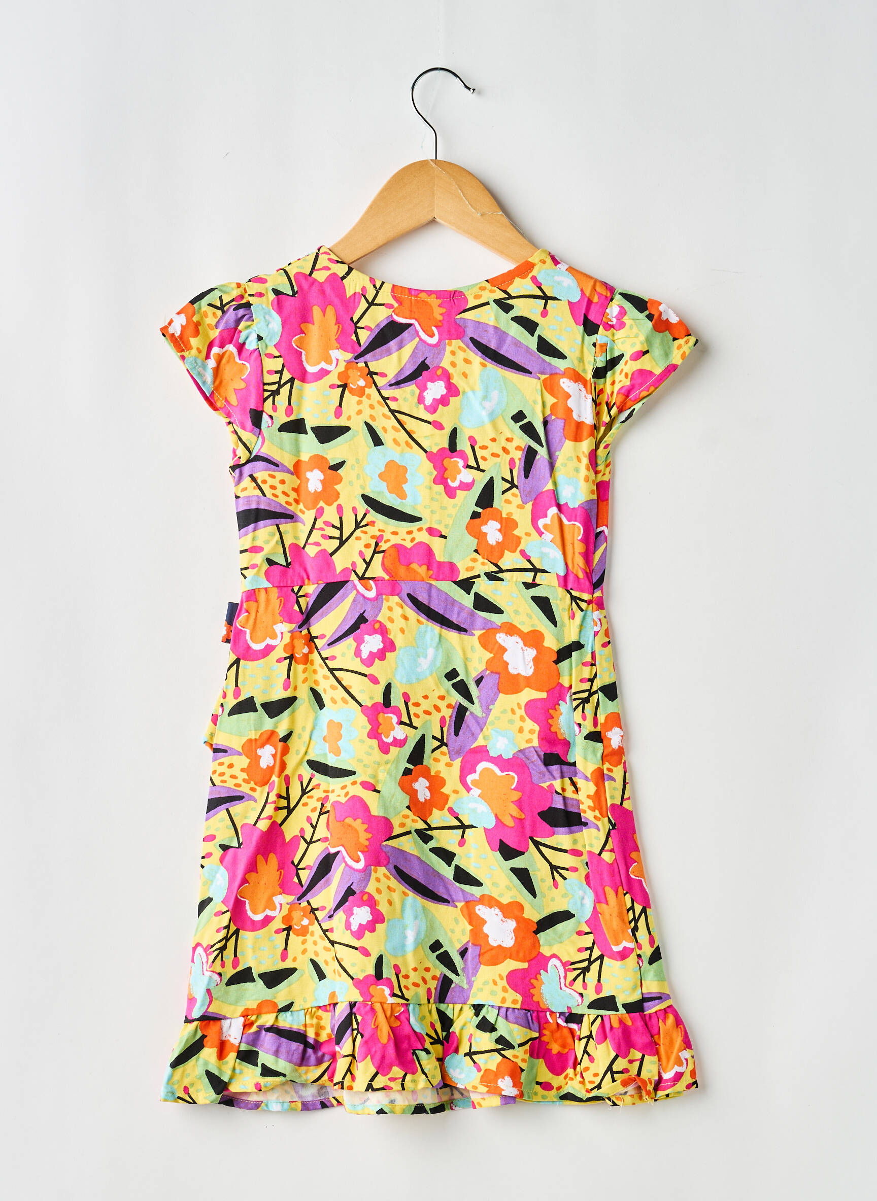 Robe mi-longue manches courtes manches courtes jaune BOBOLI fille