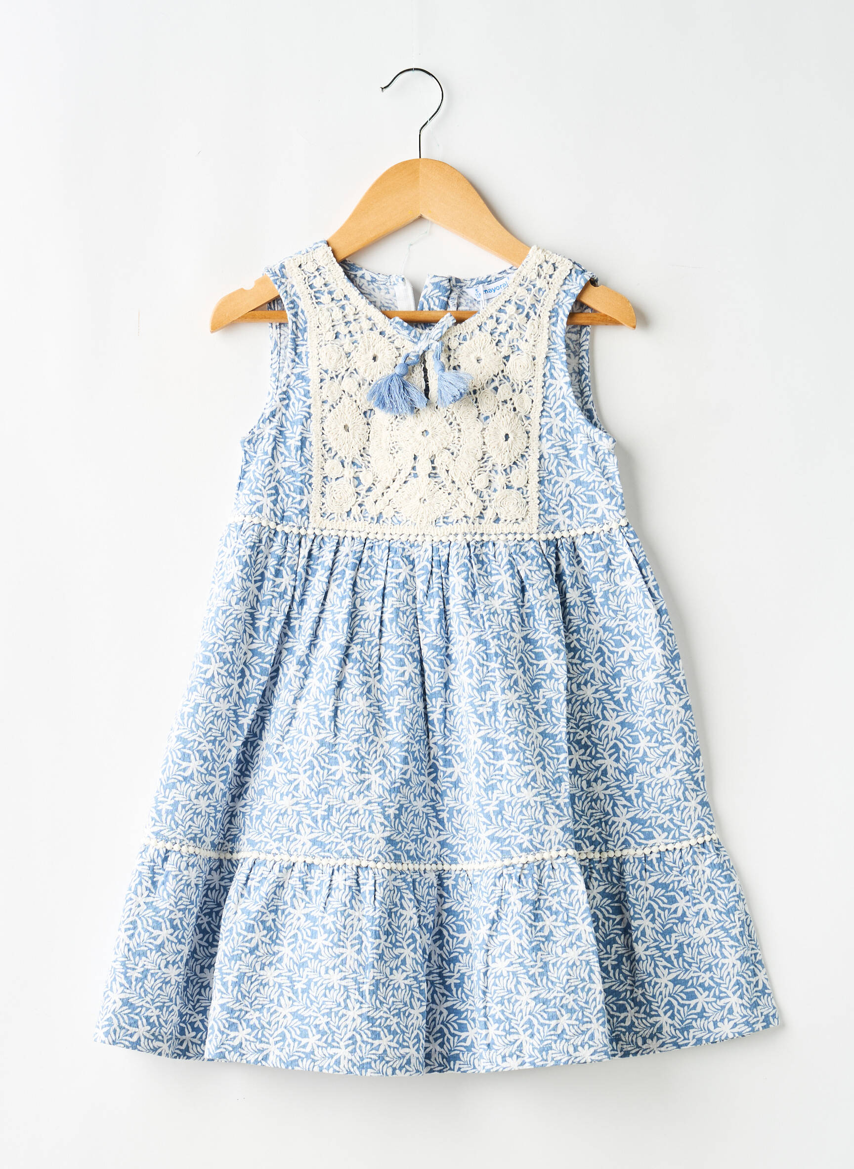 Robe mi-longue fermeture zippée au dos sans manche bleu MAYORAL fille