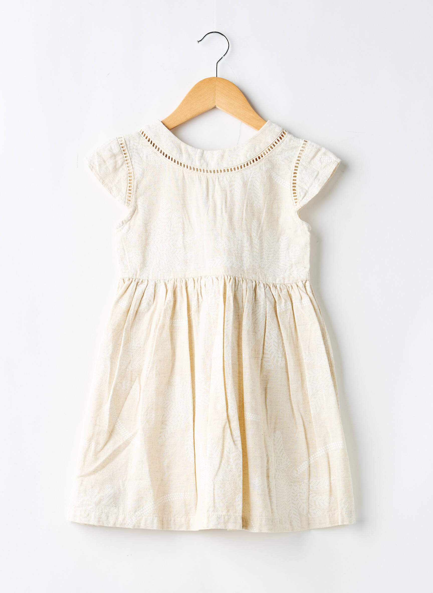Robe mi-longue fermeture zippée au dos manches courtes beige MAYORAL fille
