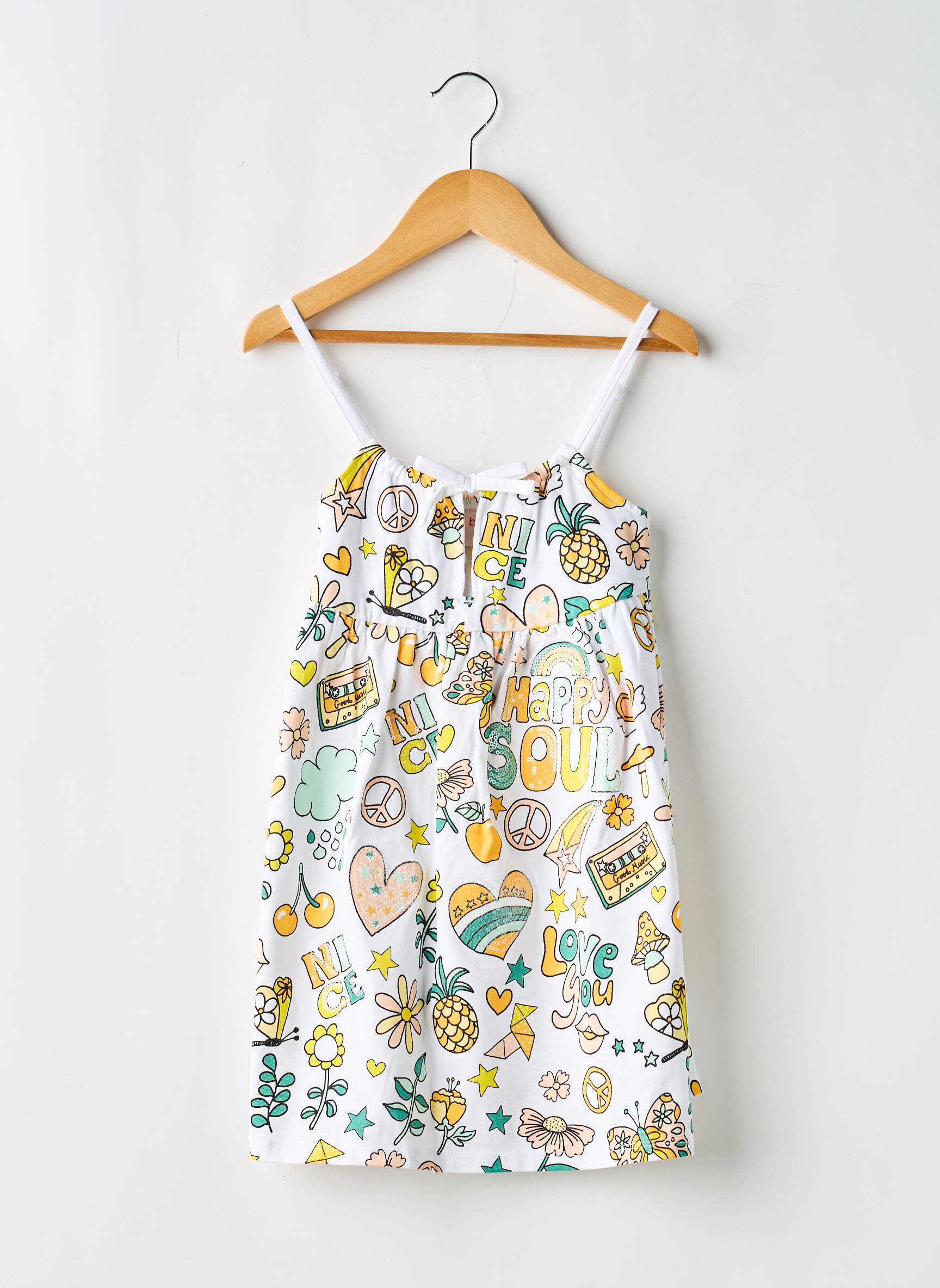 Robe mi-longue sérigraphie fines bretelles blanc BOBOLI fille