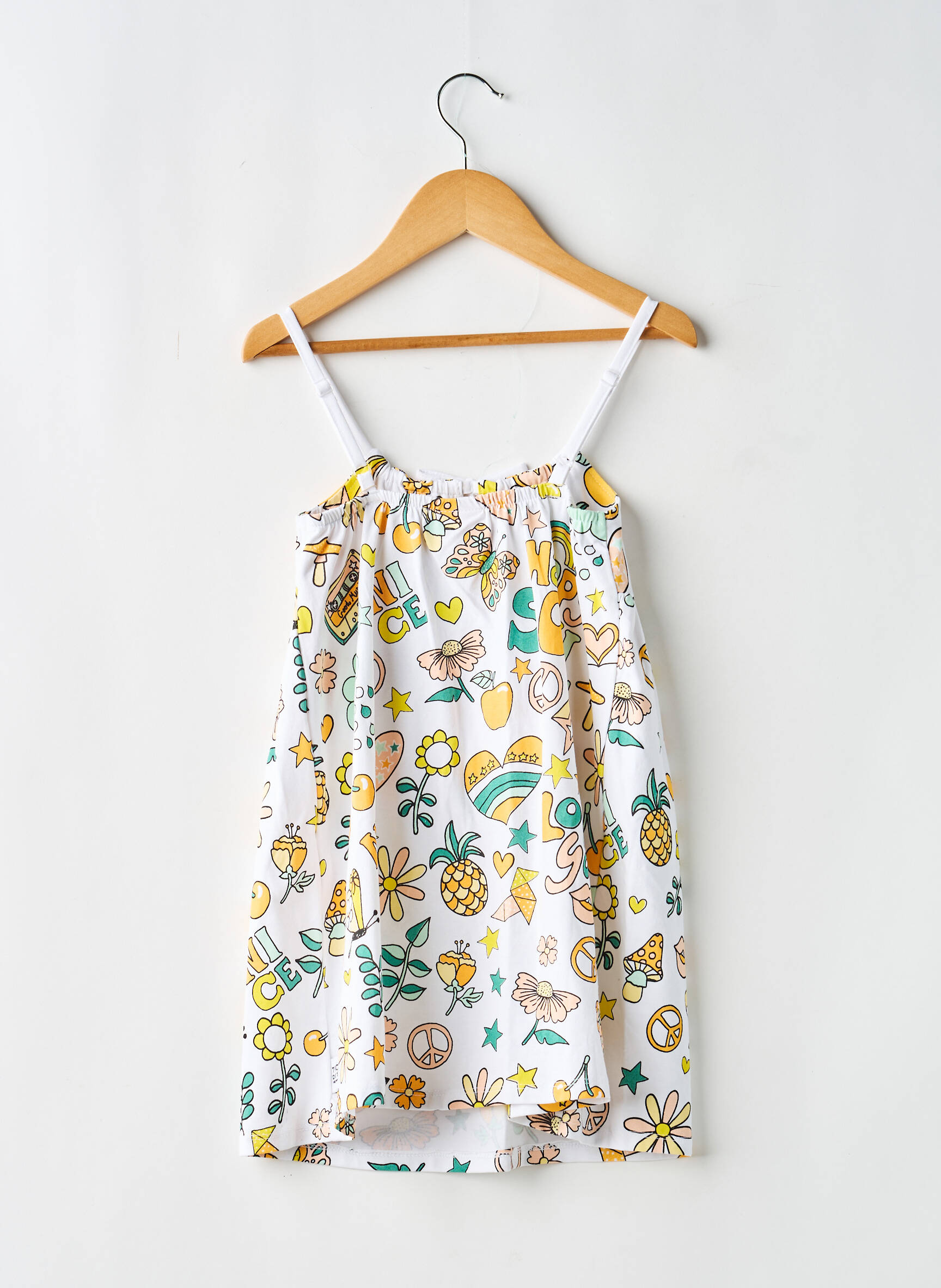 Robe mi-longue sérigraphie fines bretelles blanc BOBOLI fille