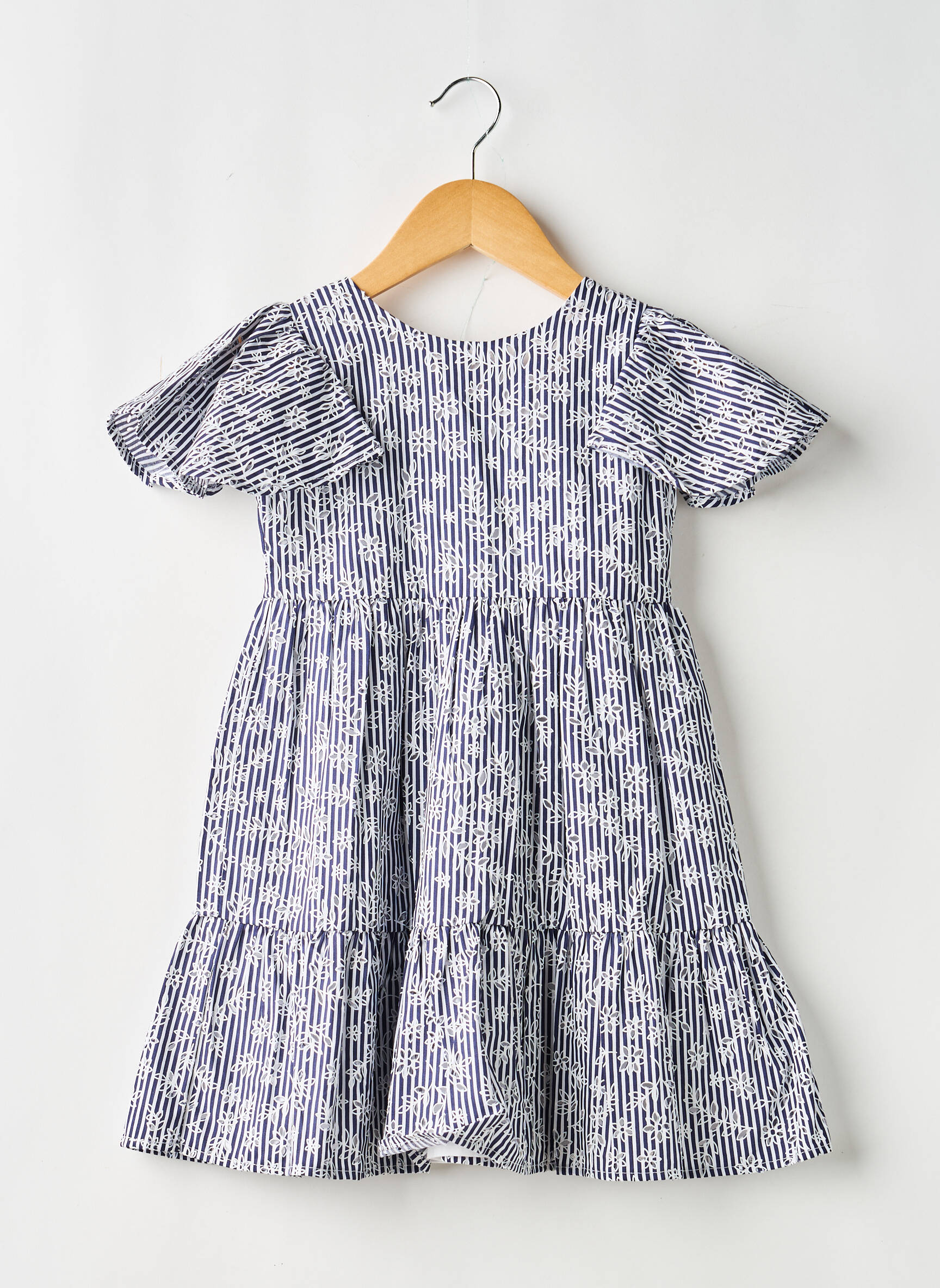 Robe mi-longue doublure manches courtes bleu MAYORAL fille