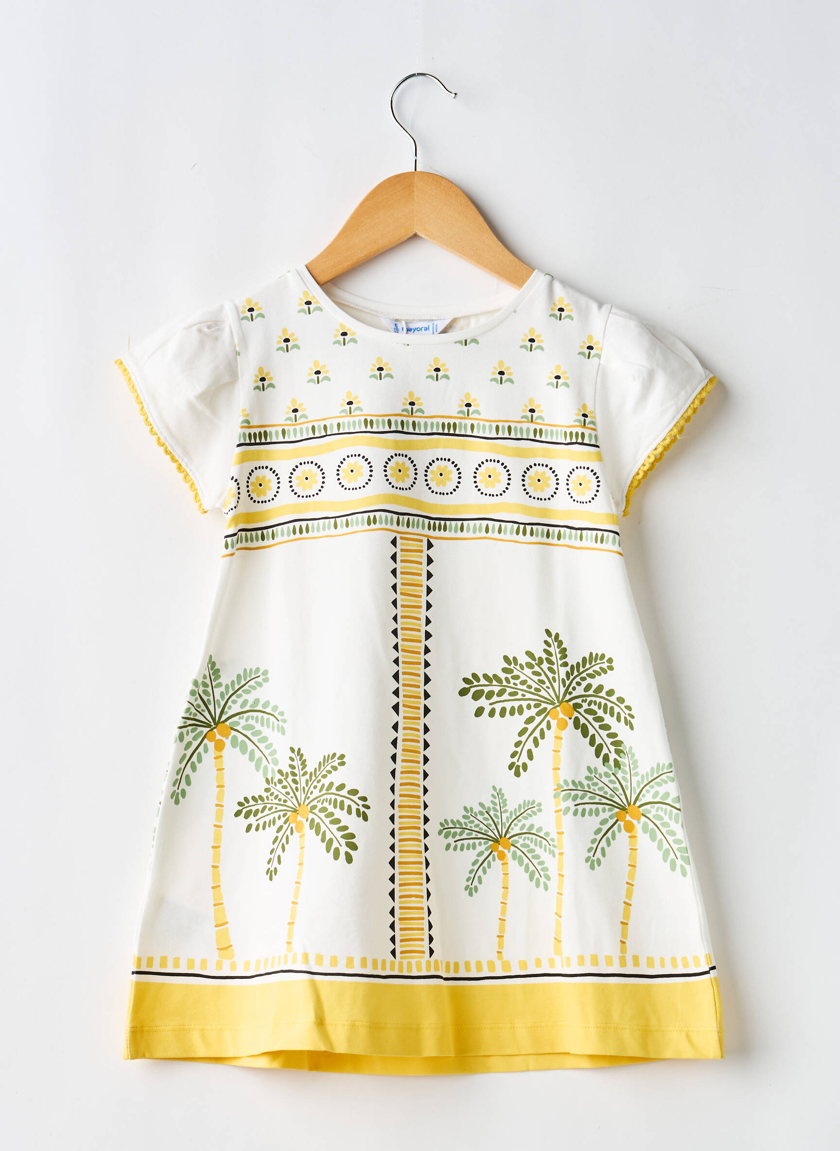 Robe mi-longue manches courtes manches courtes jaune MAYORAL fille
