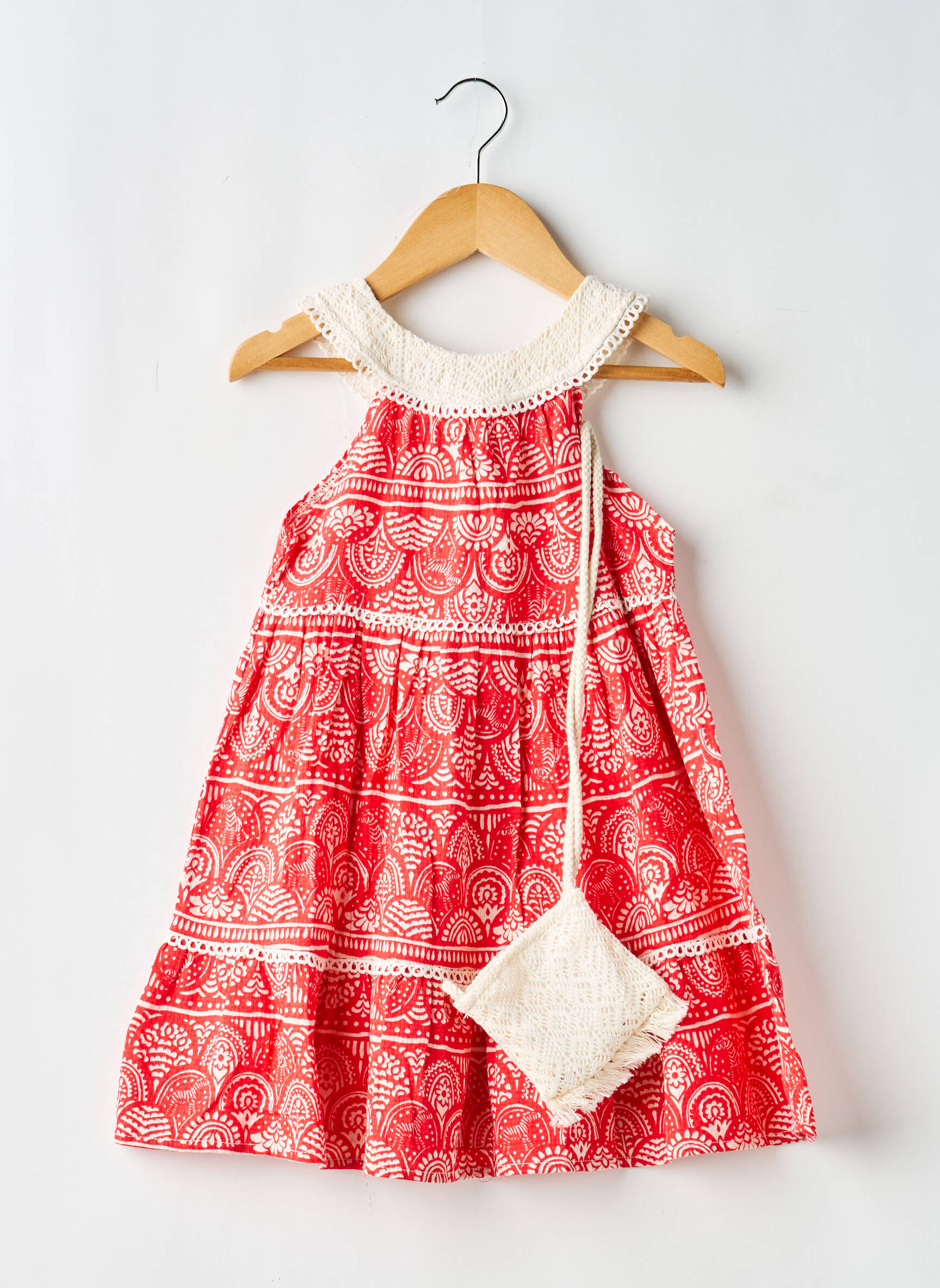 Robe mi-longue col rond sans manche rouge MAYORAL fille