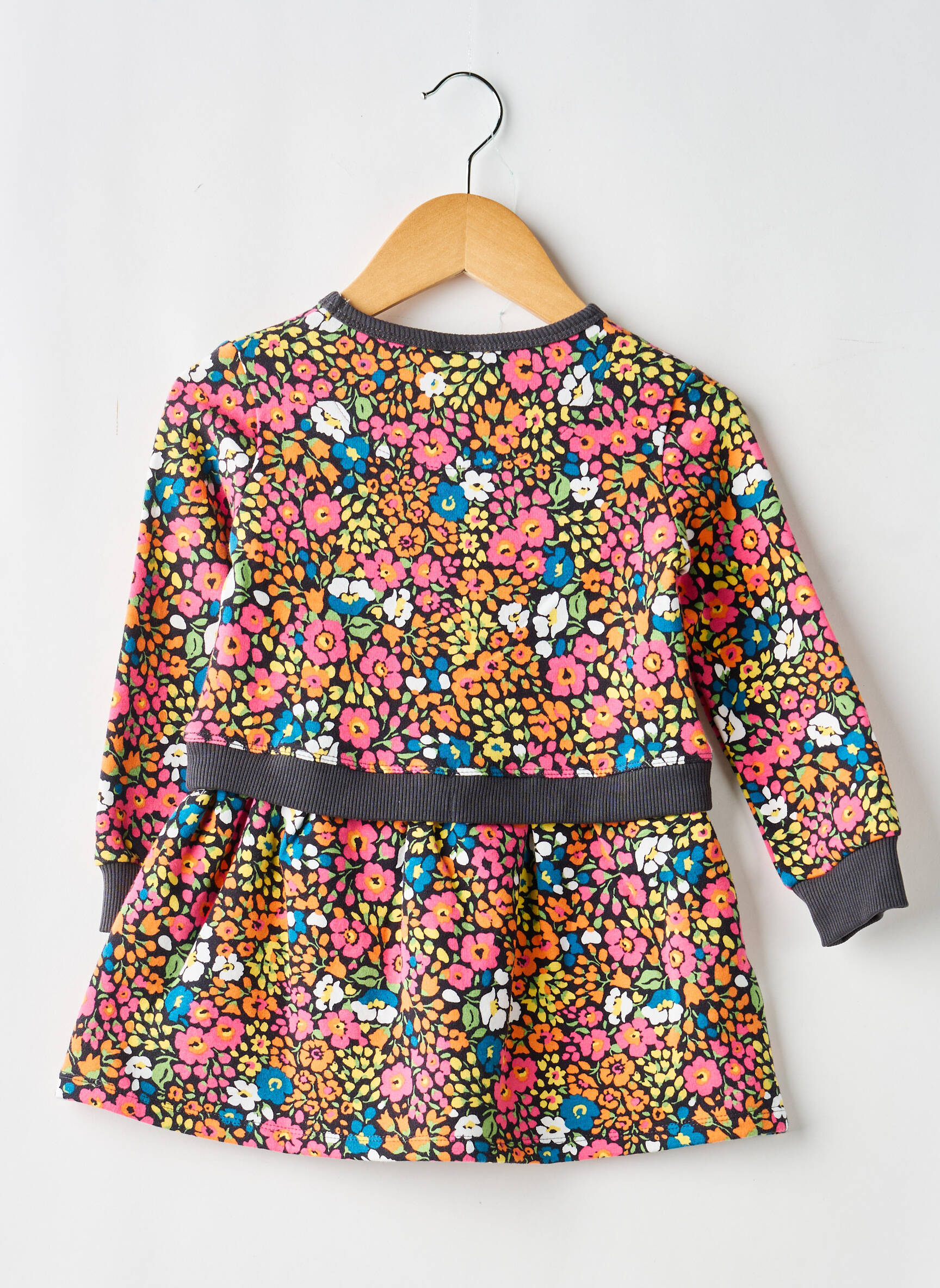 Robe mi-longue col rond manches longues orange BOBOLI fille