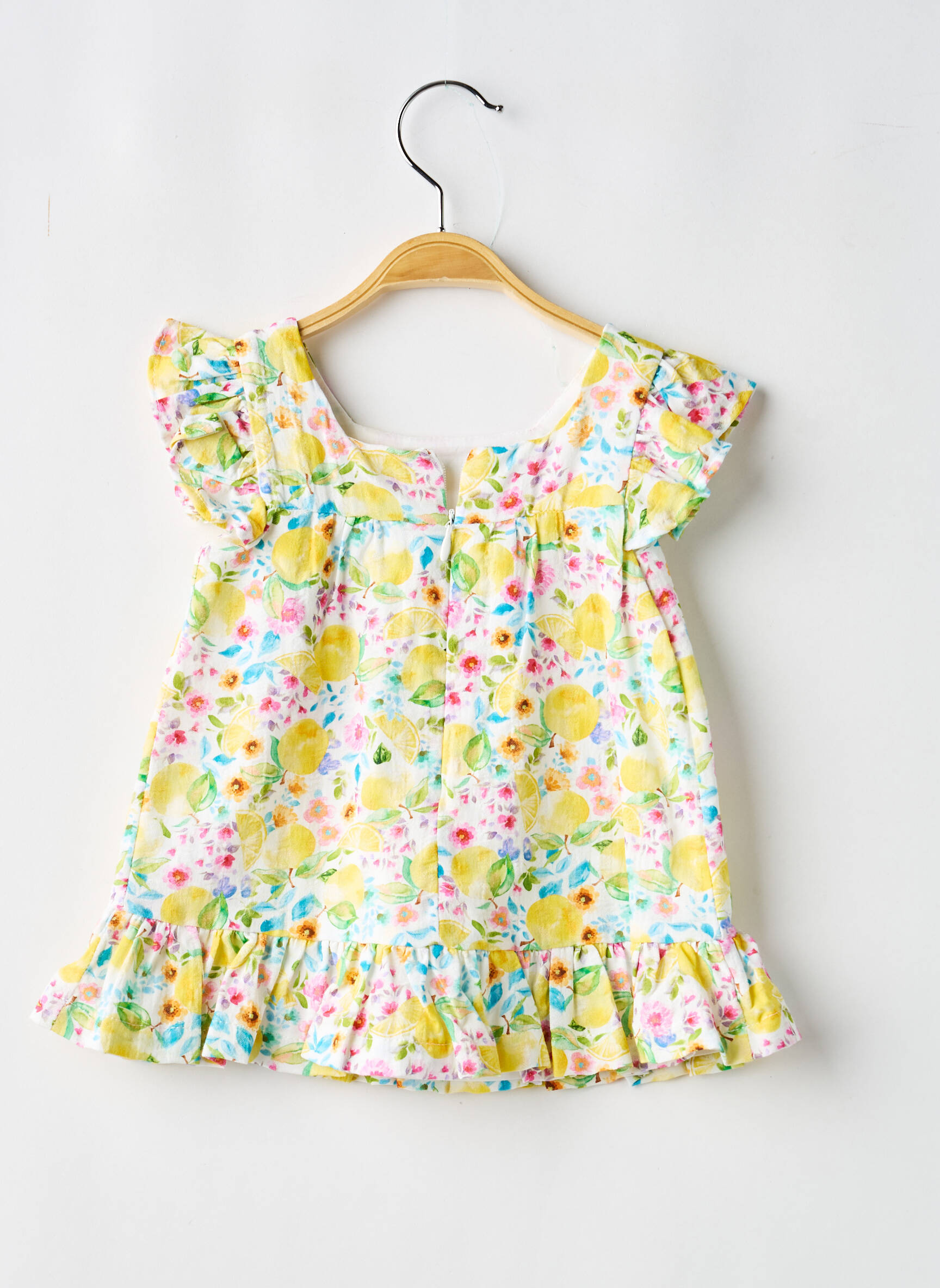 Robe mi-longue col carré manches courtes jaune BABY BOL fille