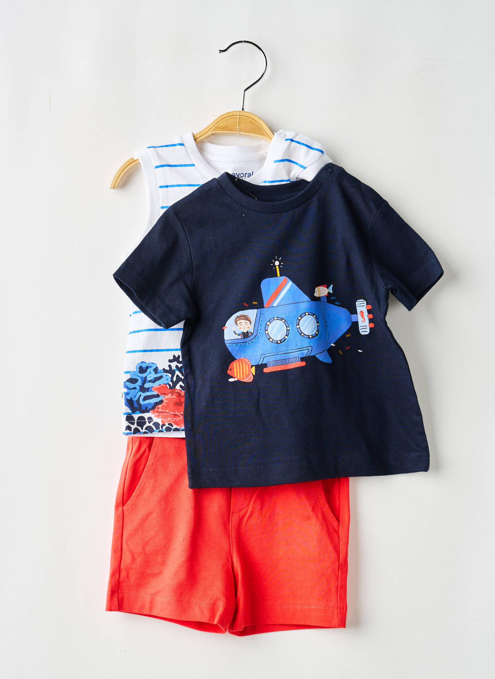 Ensemble short taille élastique bleu MAYORAL garçon
